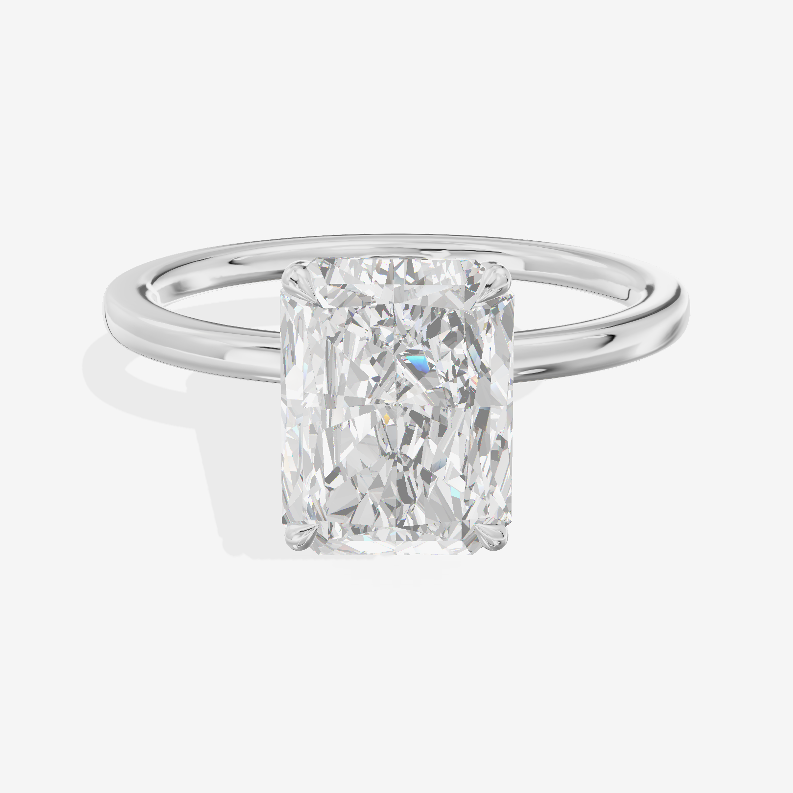 Tender Aimora Radiant Engagement Ring with Hidden Halos (1/20 ct. tw.) in 18K White Gold
