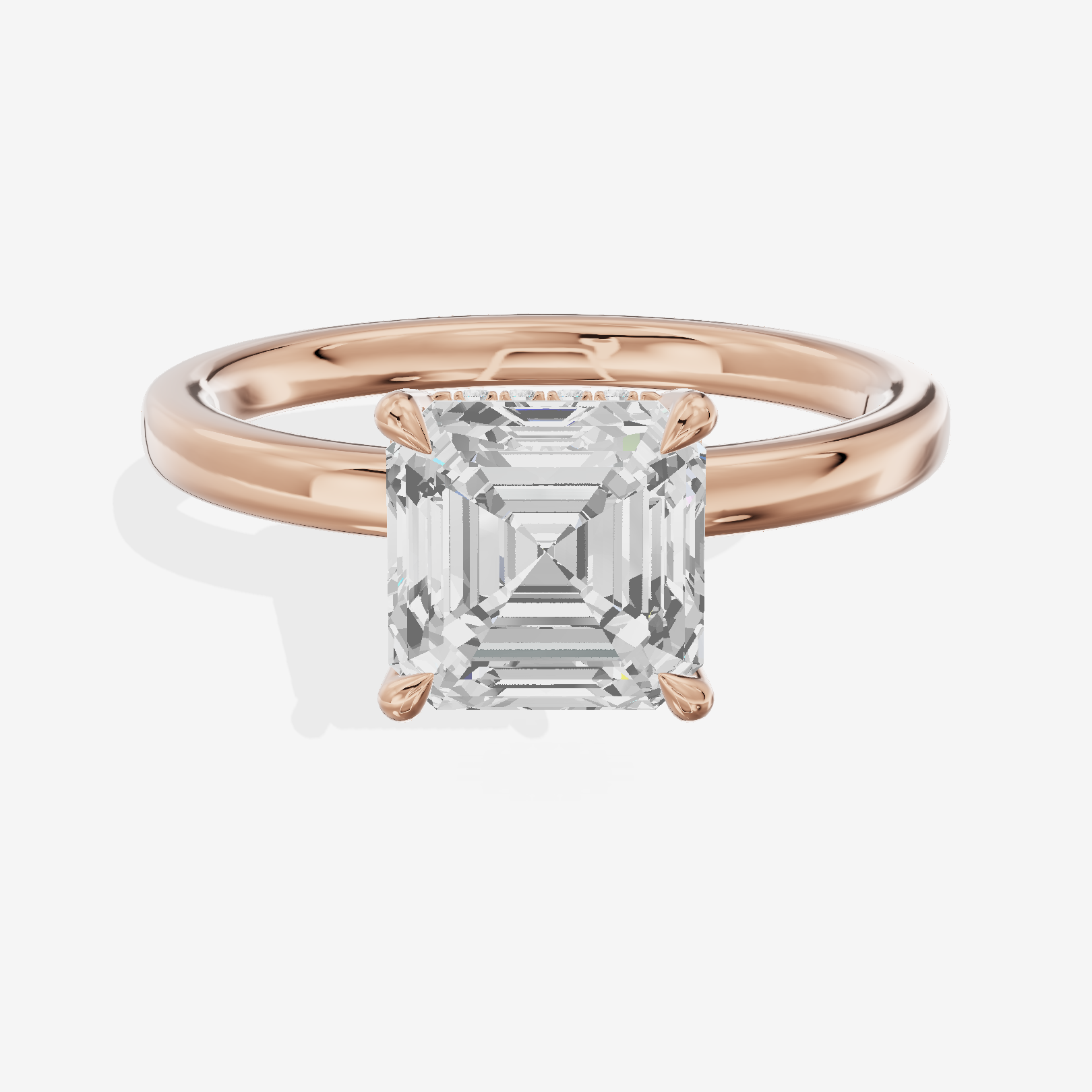 Selenia Basket Split Shank Asscher Engagement Ring with Side Stones (1/8 ct. tw.) in 14K Rose Gold