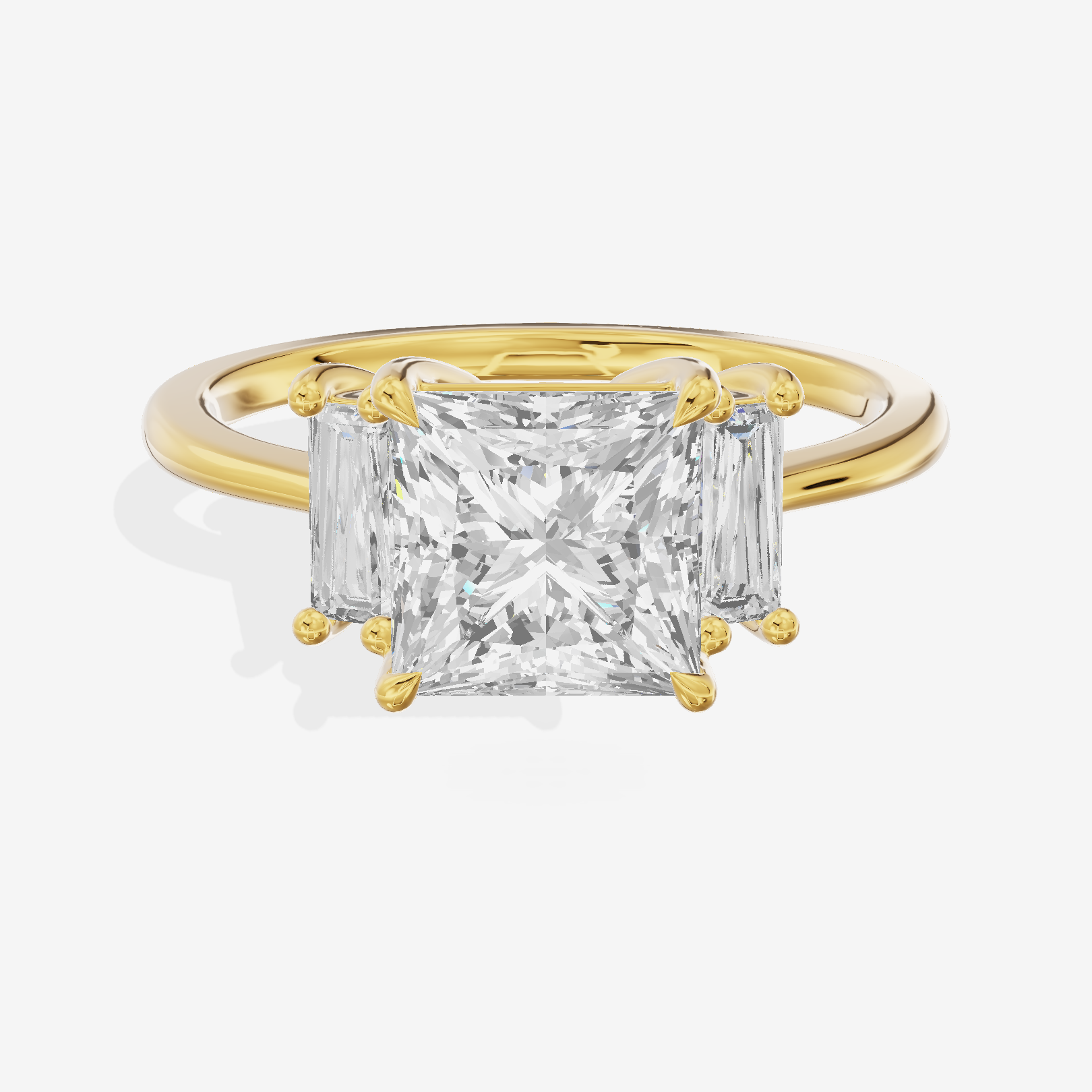 Eversince Three Stone Princess Engagement Ring (1/4 ct. tw.) in 14K Yellow Gold