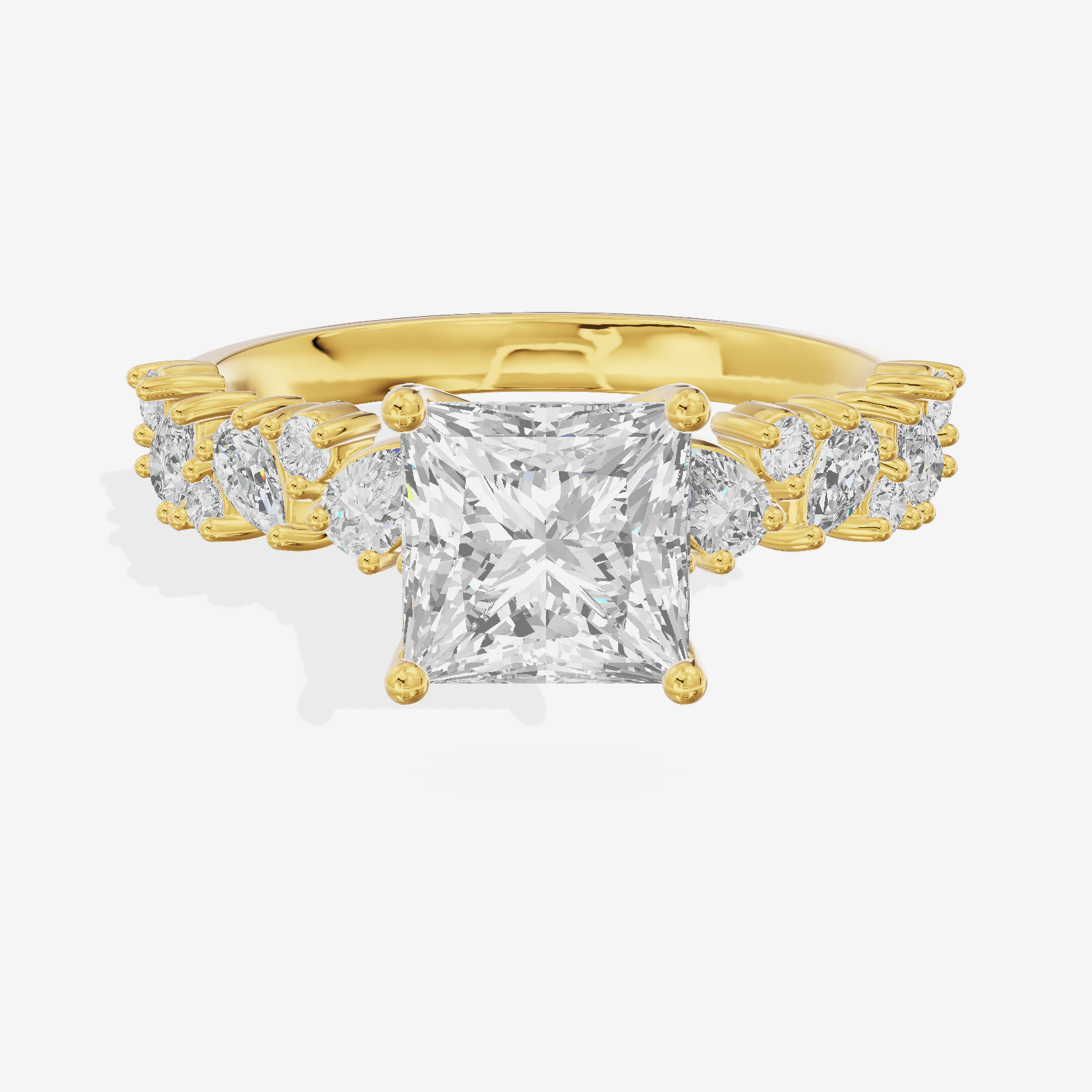 Bowed Vowsae Princess Engagement Ring with Side Stones (2/5 ct. tw.) in 14K Yellow Gold