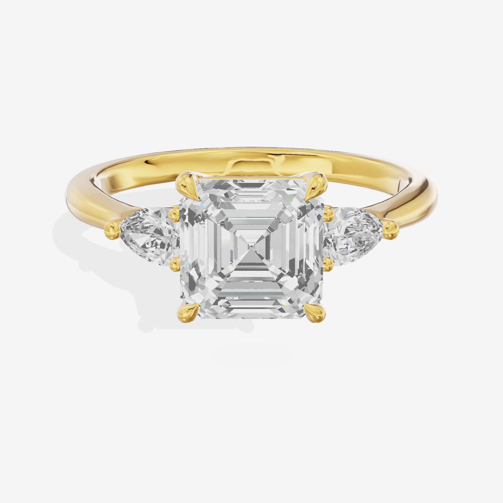 Petite Aimora Three Stone Asscher Engagement Ring (1/4 ct. tw.) in 18K Yellow Gold