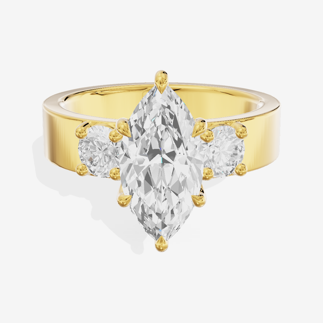 Royal Vowsae Three Stone Marquise Engagement Ring (1/2 ct. tw.) in 18K Yellow Gold