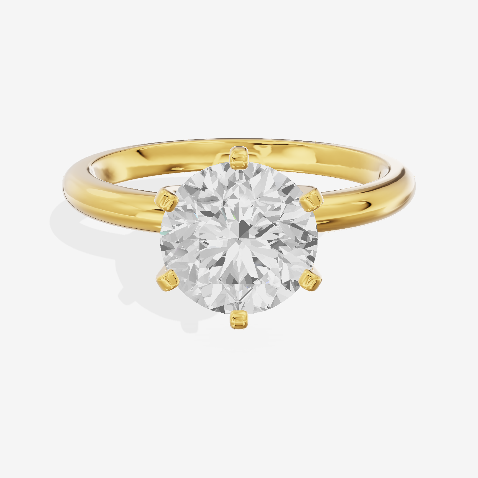 Classic Sincere 2mm Round Six-Prong Engagement Ring in 18K Yellow Gold