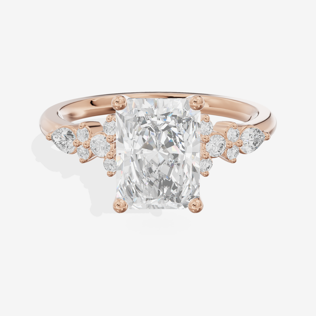 Tender Adorae Radiant Engagement Ring with Side Stones (1/5 ct. tw.) in 14K Rose Gold