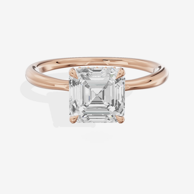 Adorae Asscher Hidden Halo Engagement Ring (1/20 ct. tw.) in 18K Rose Gold