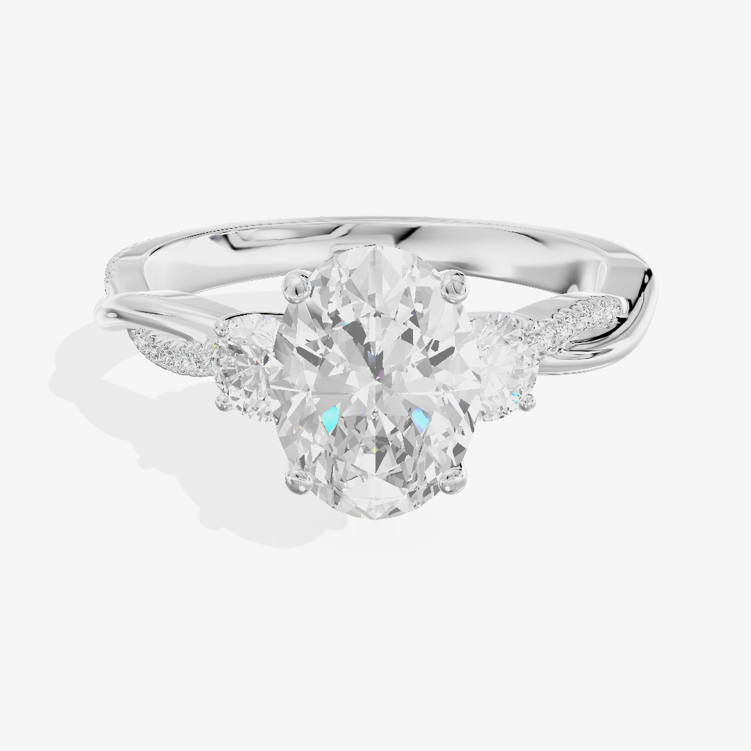 Petite Promezza Three Stone Oval Engagement Ring (2/5 ct. tw.) in 18K White Gold