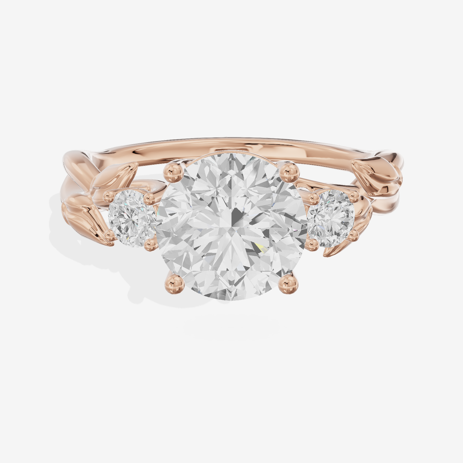 Solea Three Stone Round Engagement Ring (1/6 ct. tw.) in 18K Rose Gold
