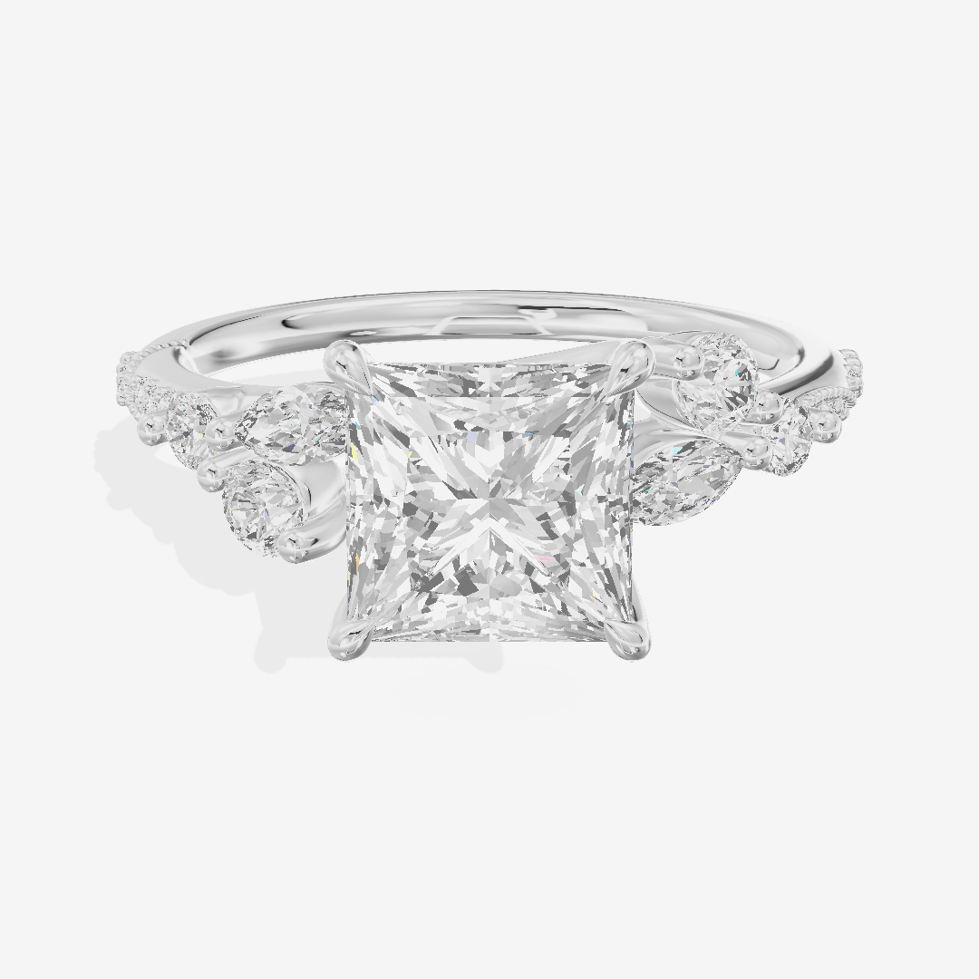 Luxe Halcyon Princess Milgrain Engagement Ring (1/3 ct. tw.) in Platinum