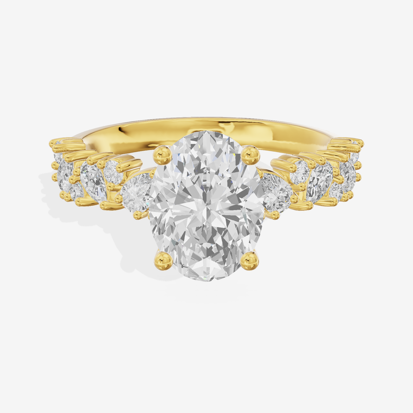 Bowed Vowsae Oval Engagement Ring with Side Stones (2/5 ct. tw.) in 14K Yellow Gold