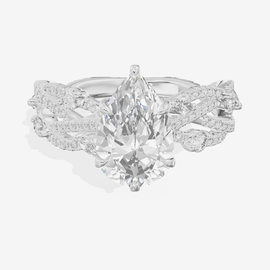 Grand Eversince Pear Engagement Ring with Side Stones (3/5 ct. tw.) in 18K White Gold