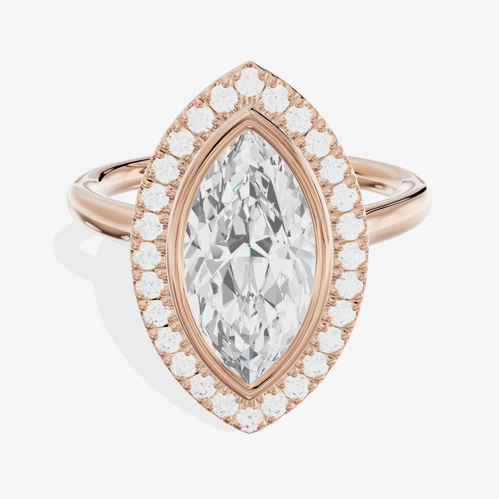 Trellise Halo Marquise Engagement Ring (1/4 ct. tw.) in 14K Rose Gold