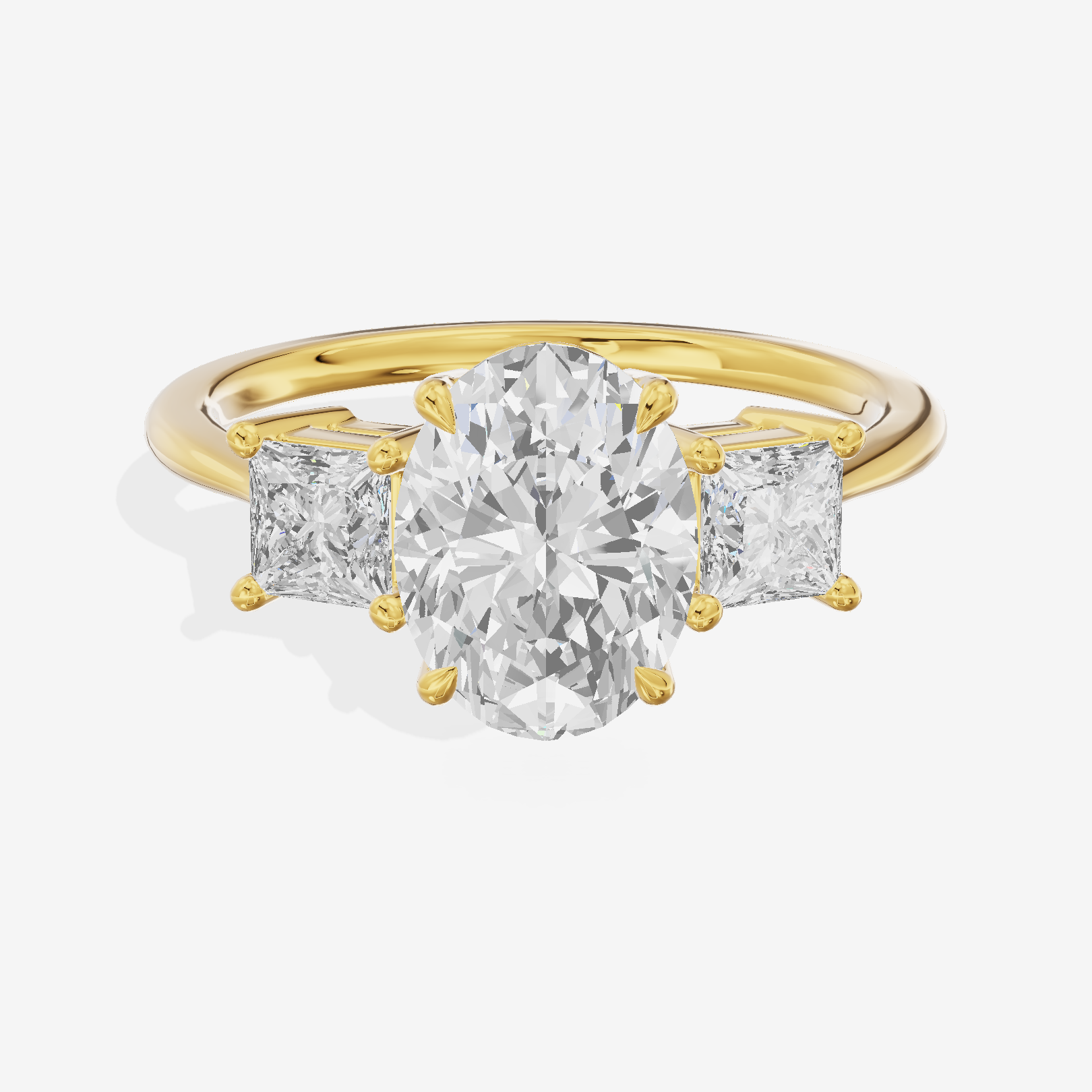 Royal Coeurine Three Stone Oval Engagement Ring (1/2 ct. tw.) in 18K Yellow Gold