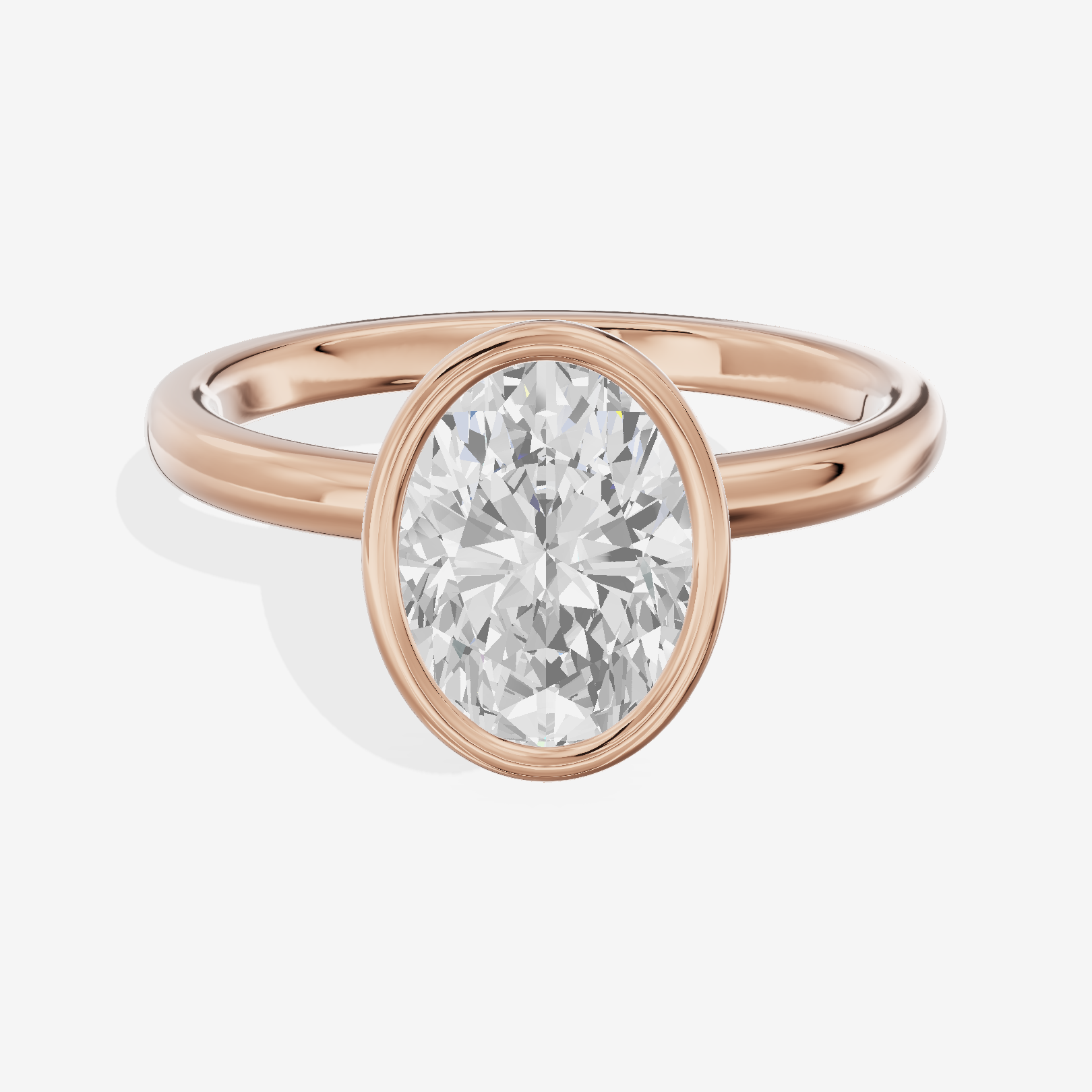 Trellise Bezel 2mm Oval Solitaire Engagement Ring in 14K Rose Gold