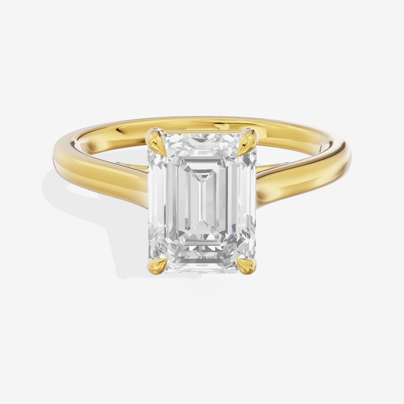 Whispered Coeurine 2mm Emerald Solitaire Engagement Ring in 14K Yellow Gold