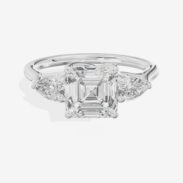 Grand Vowsae Three Stone Asscher Engagement Ring (2/5 ct. tw.) in 18K White Gold