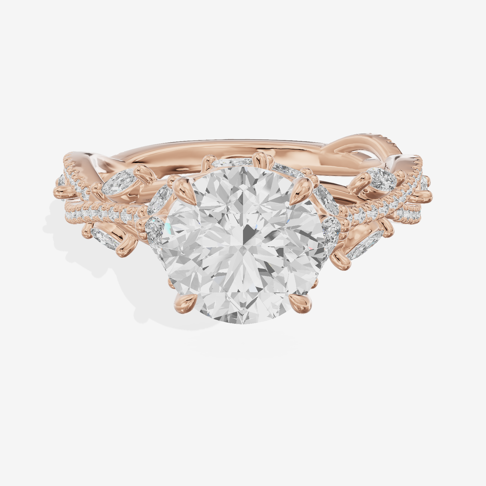 Grand Twine Round Twisted Engagement Ring (3/4 ct. tw.) in 18K Rose Gold