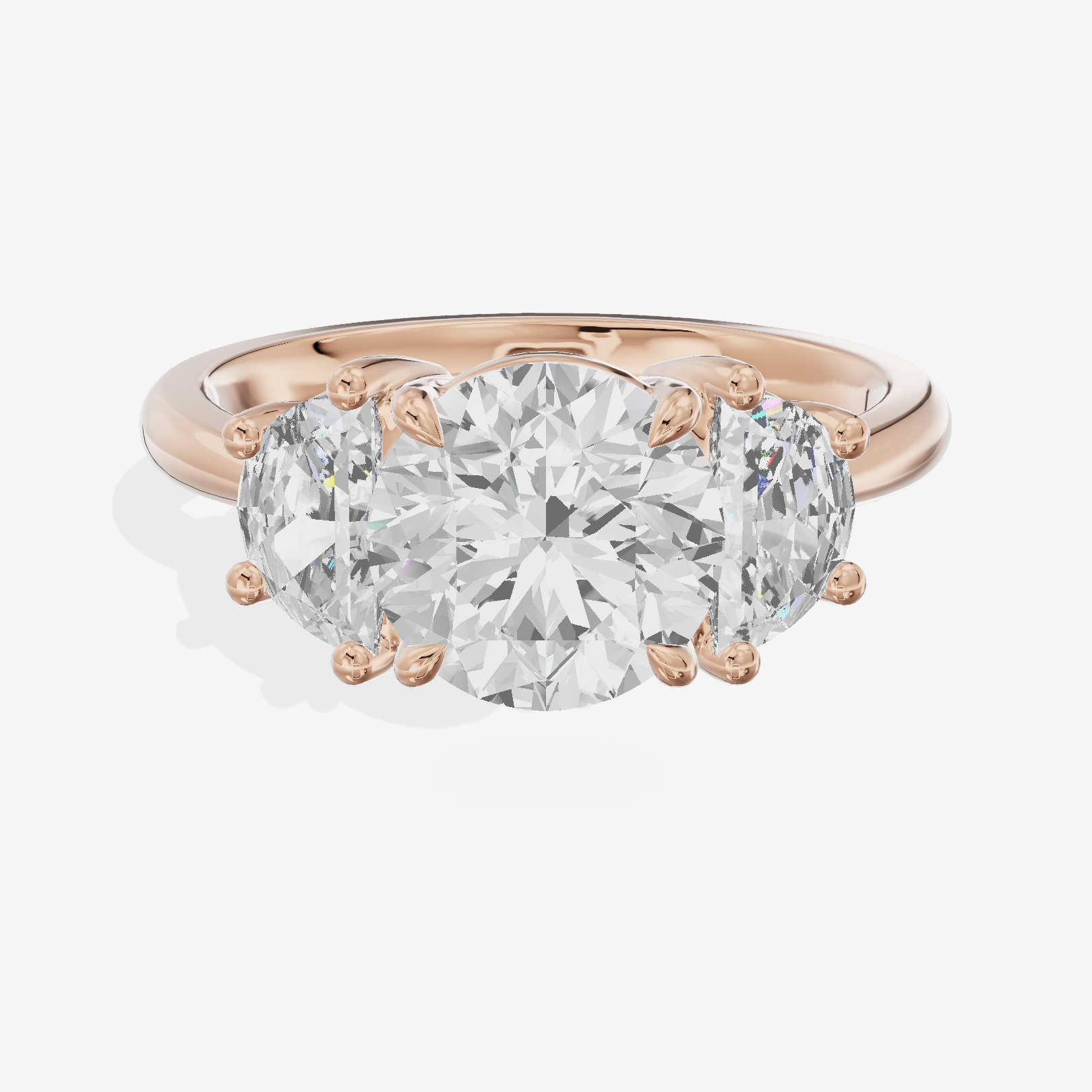 Classic Liviana Round Three Stone Engagement Ring (1/4 ct. tw.) in 14K Rose Gold