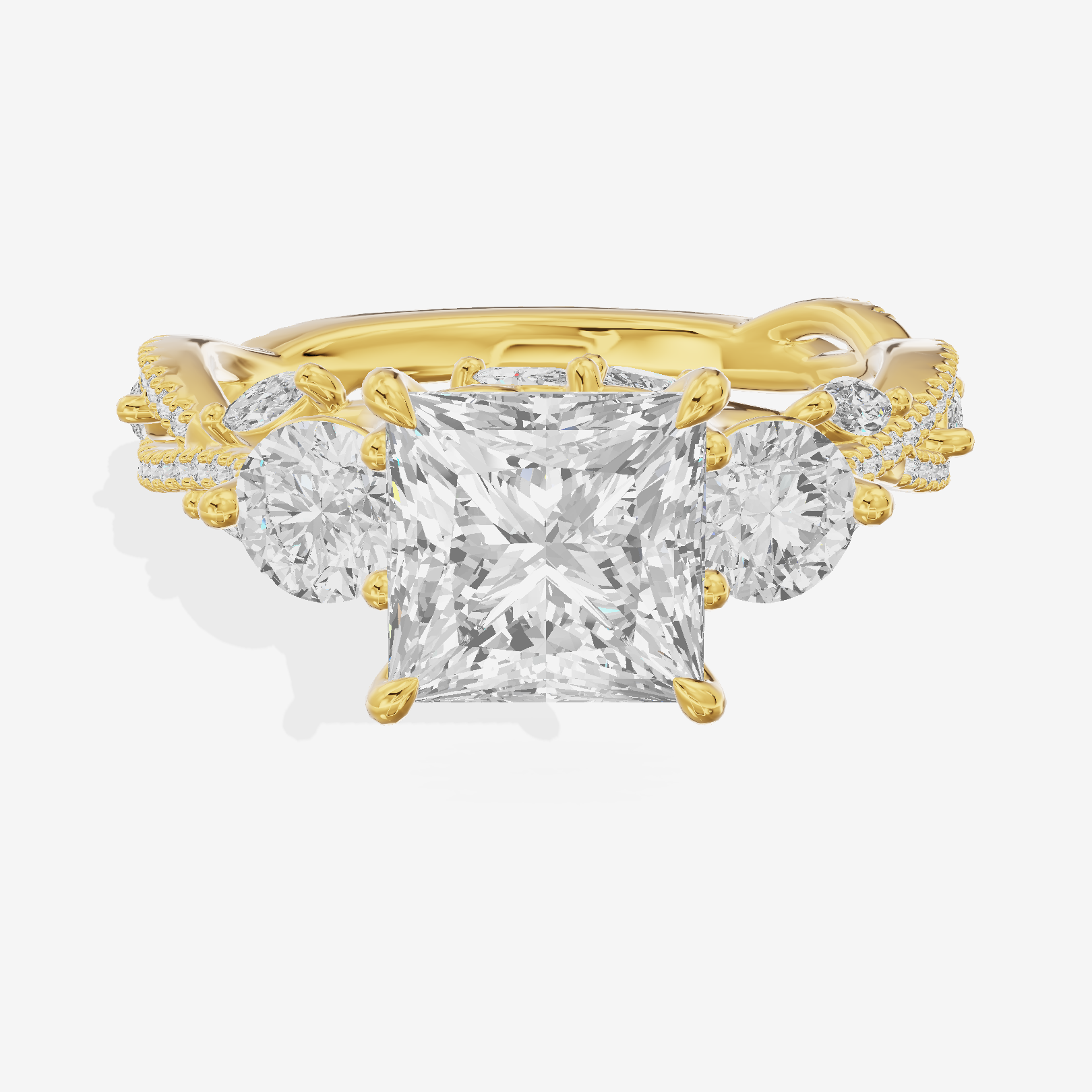 Classic Coeurine Three Stone Princess Engagement Ring (3/5 ct. tw.) in 14K Yellow Gold