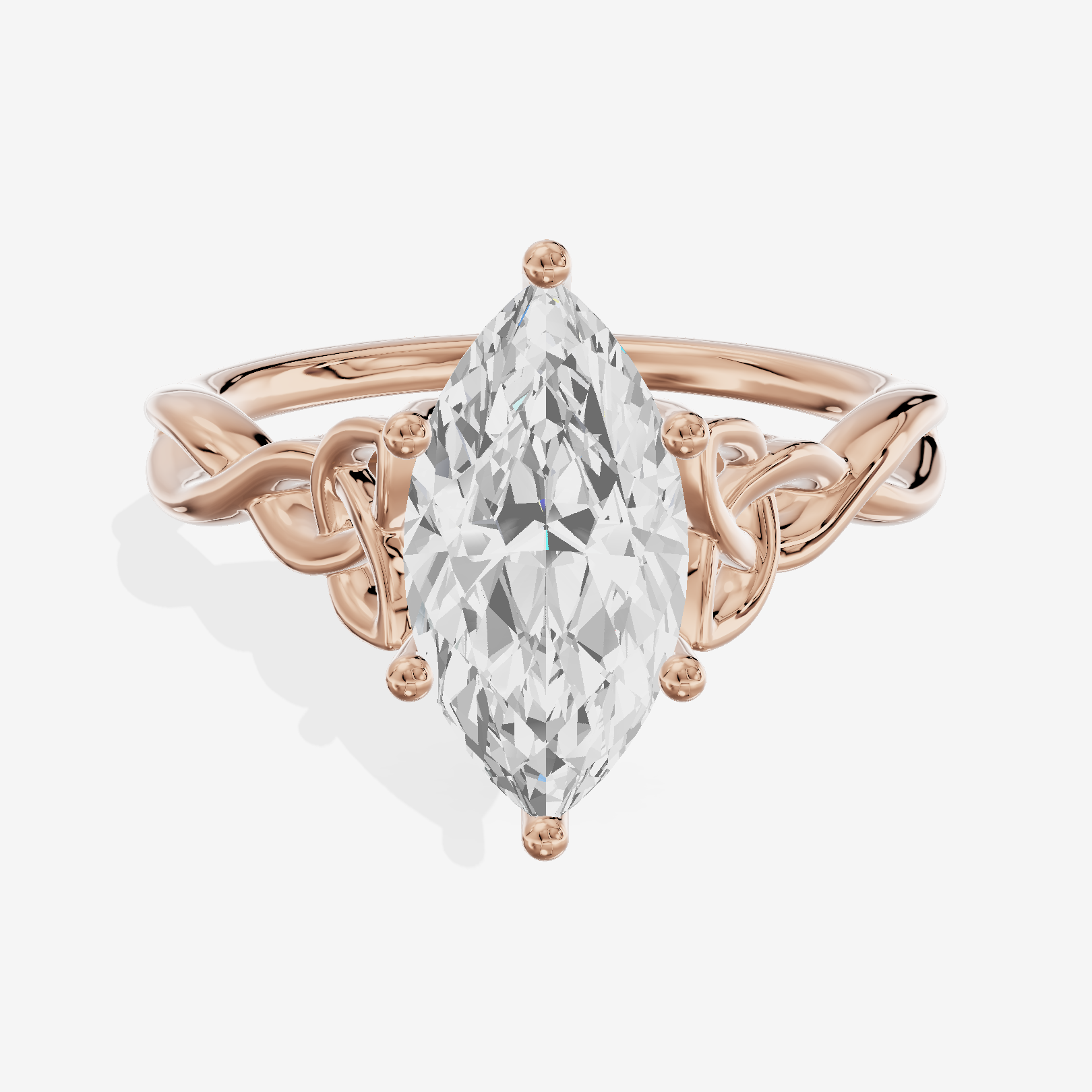 Modern Vowsae 2.5mm Marquise Solitaire Engagement Ring in 18K Rose Gold