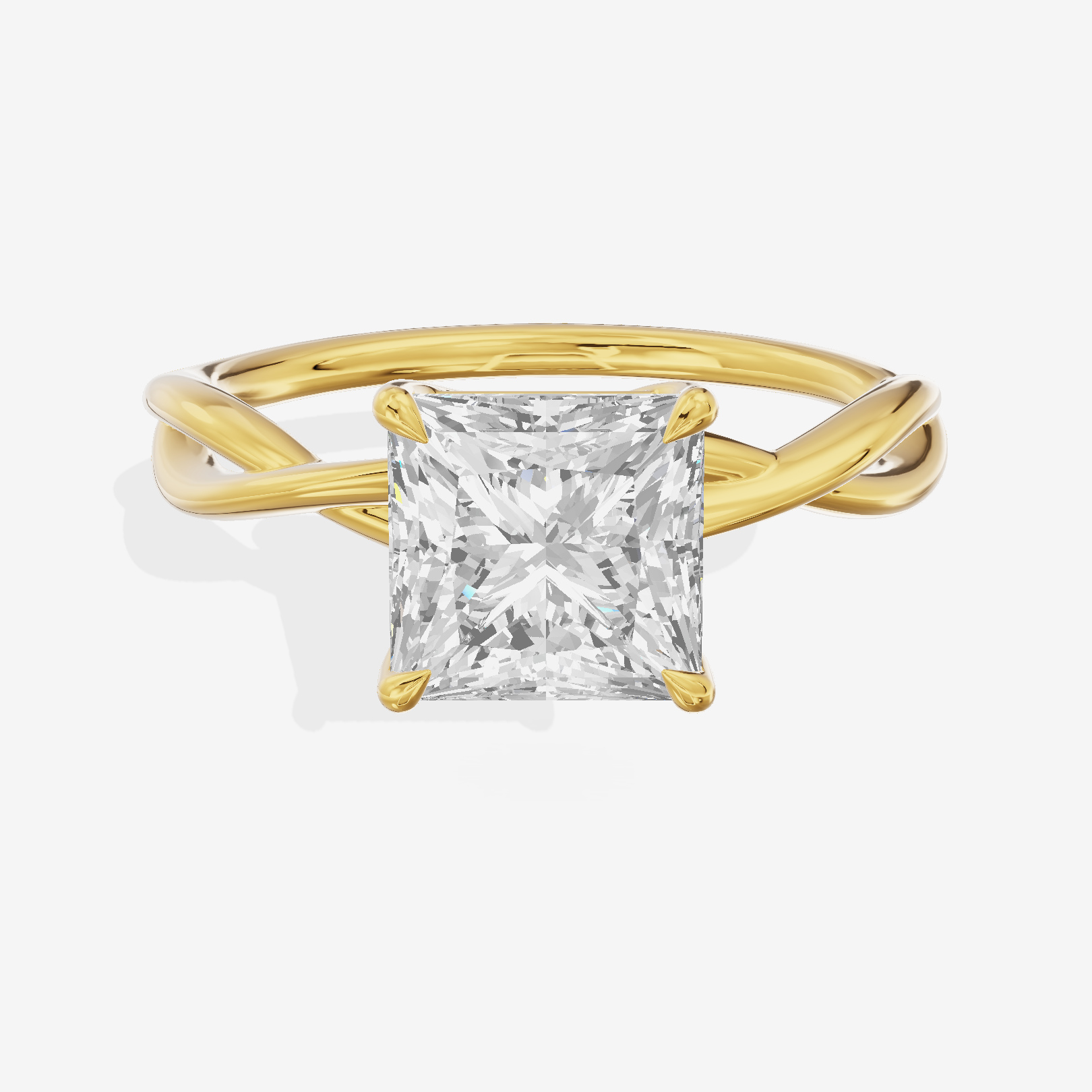 Twined Sincere Princess Twisted Engagement Ring in 14K Yellow Gold
