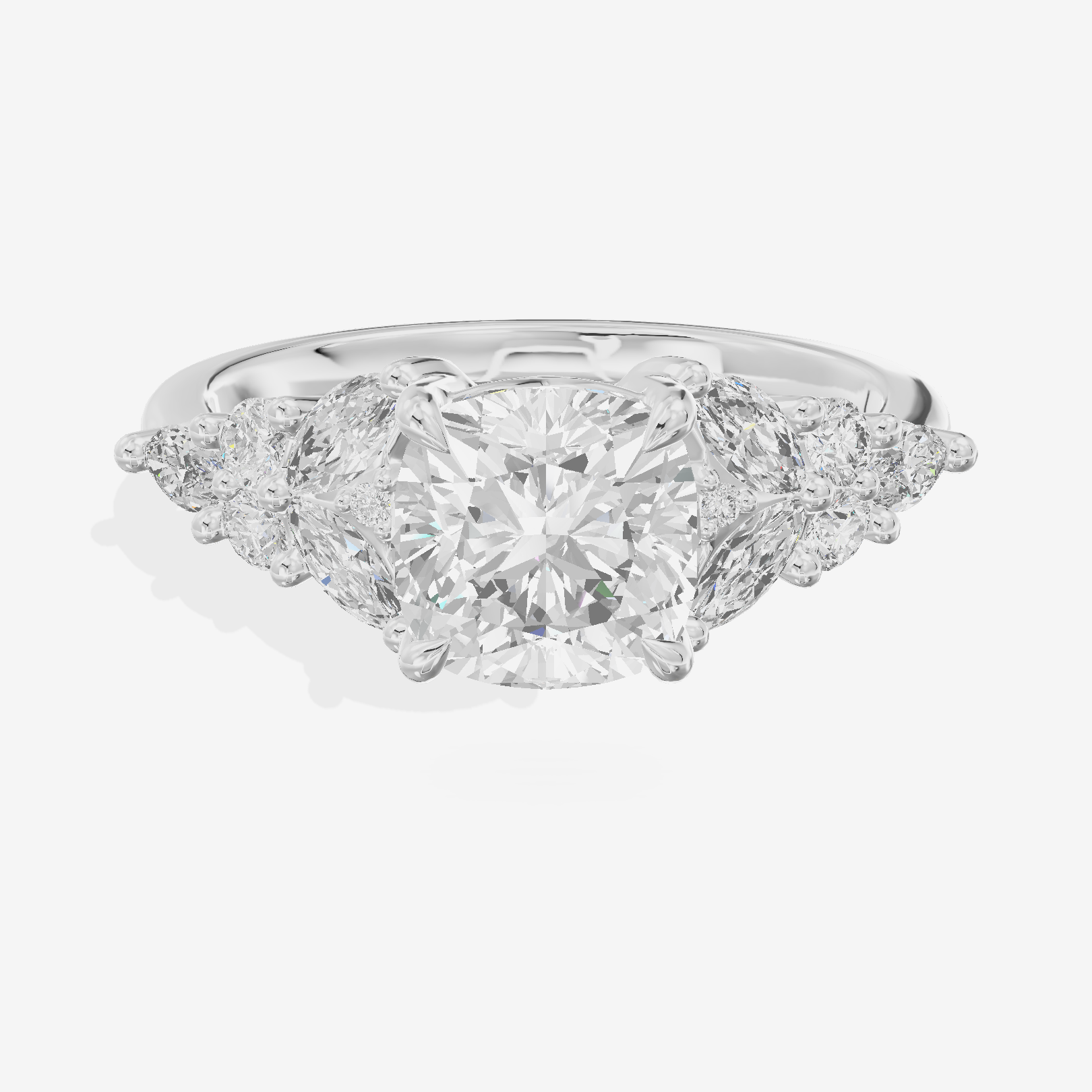 Grand Aurea Cushion Engagement Ring with Side Stones (3/4 ct. tw.) in Platinum