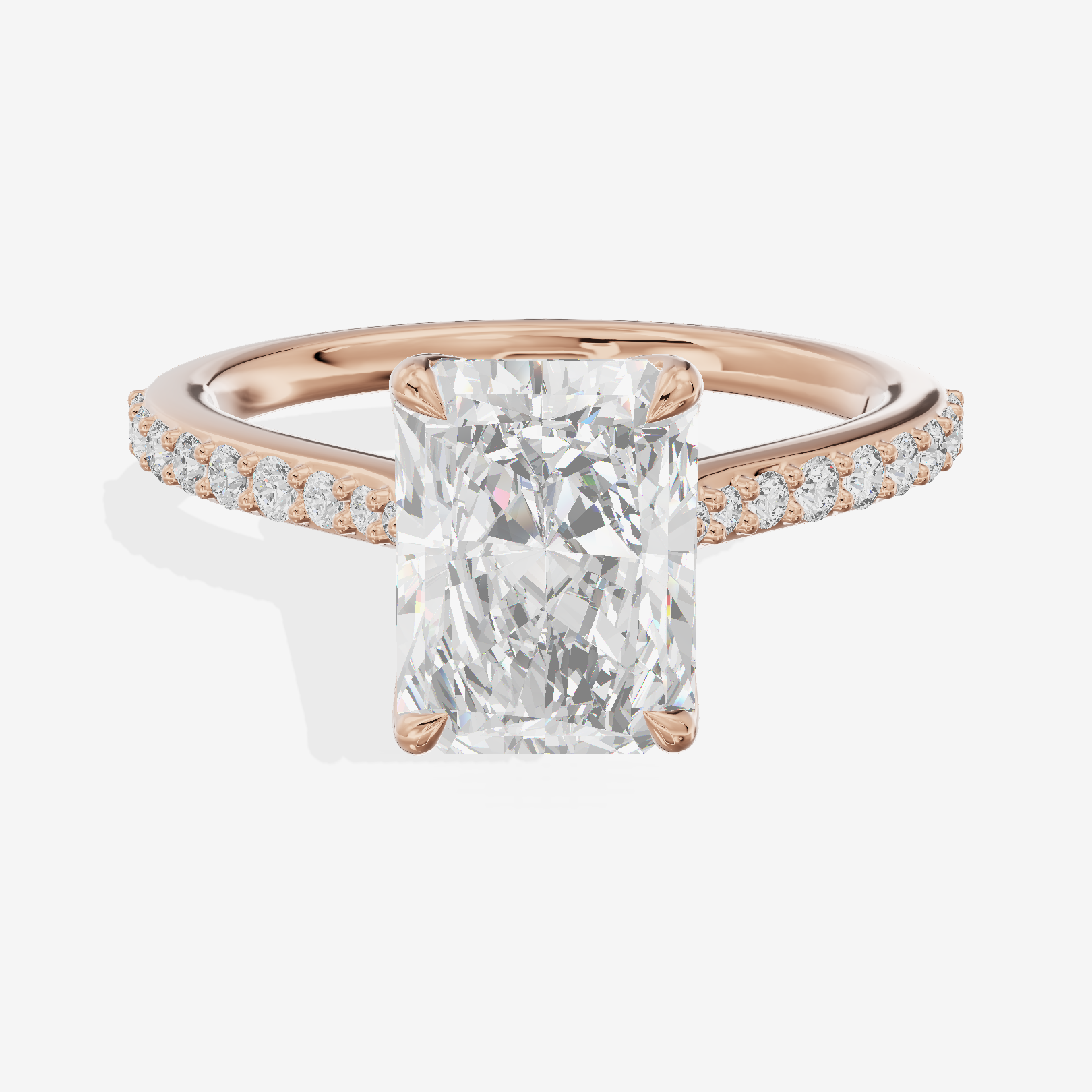 Modern Maia Radiant Engagement Ring with Side Stones (1/5 ct. tw.) in 18K Rose Gold