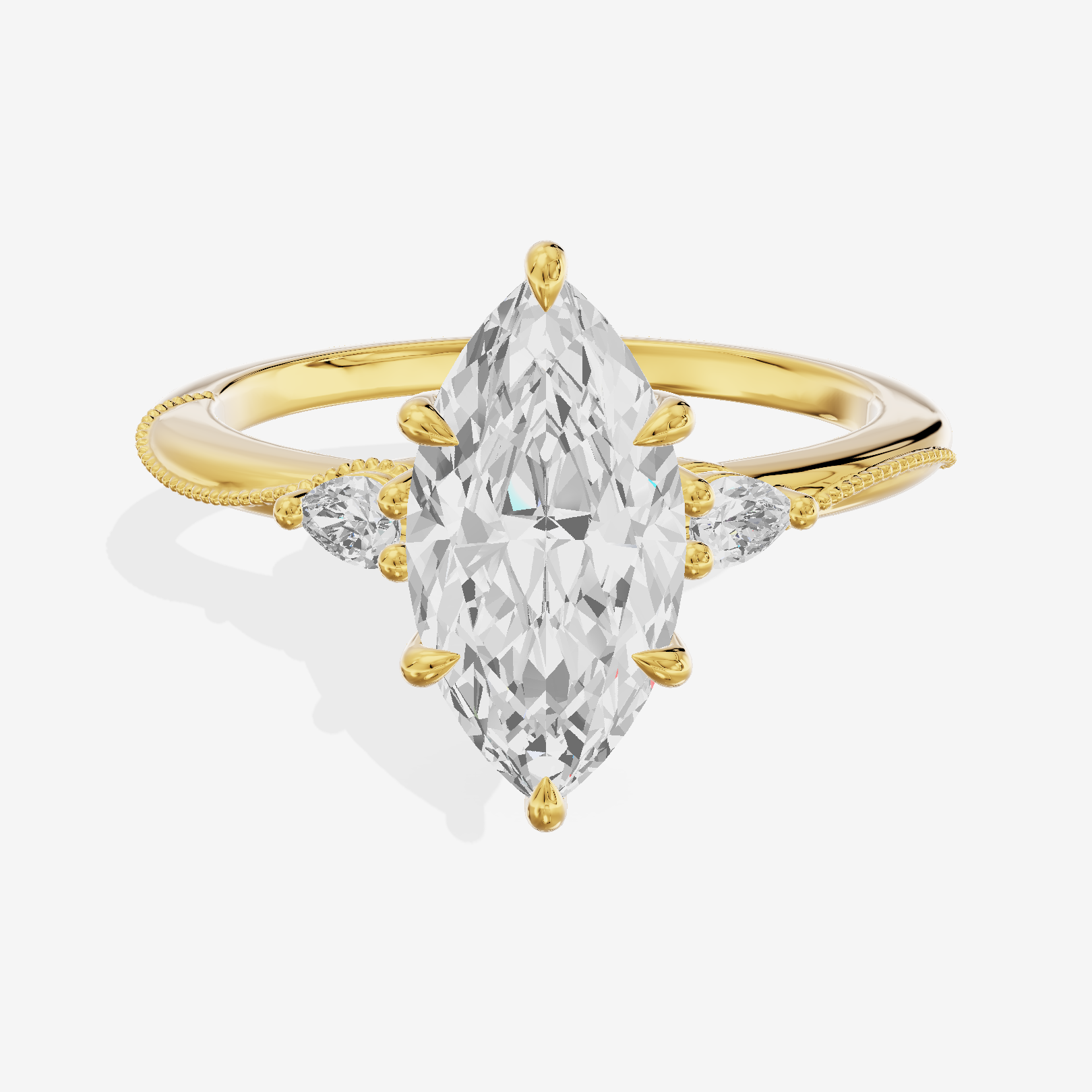 Luxe Triade Marquise Three Stone Engagement Ring (1/2 ct. tw.) in 18K Yellow Gold