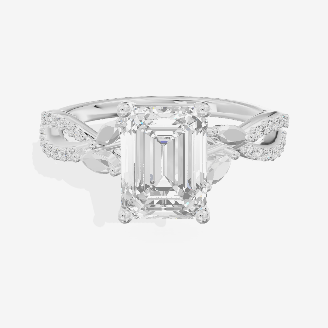 Luxe Domeline 1.5mm Emerald Solitaire Engagement Ring (1/8 ct. tw.) in 18K White Gold