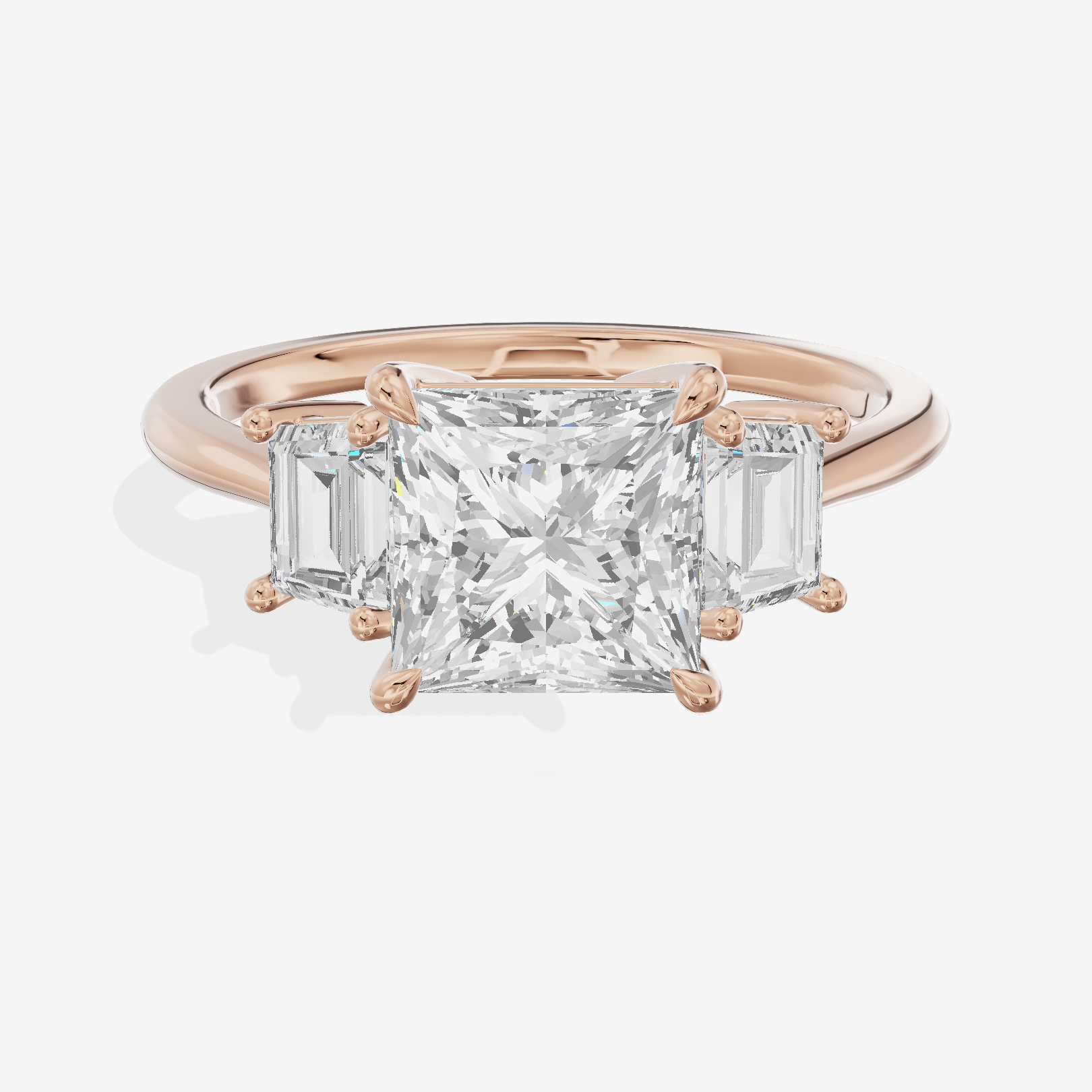Triade Side Stone Princess Three Stone Engagement Ring (2/5 ct. tw.) in 18K Rose Gold