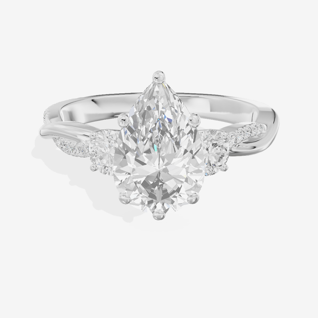 Petite Promezza Three Stone Pear Engagement Ring (2/5 ct. tw.) in 14K White Gold