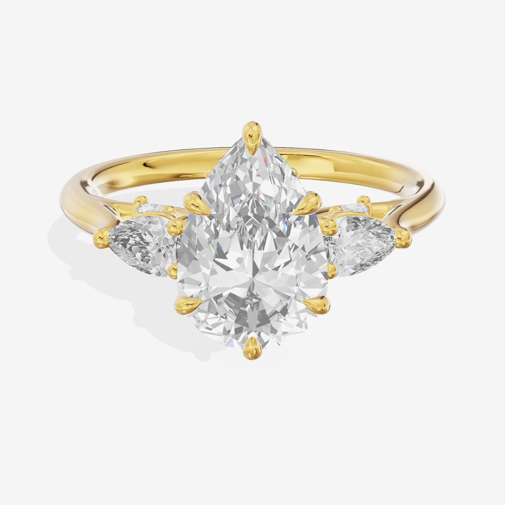 Classic Vowsae Three Stone Pear Engagement Ring (3/5 ct. tw.) in 18K Yellow Gold