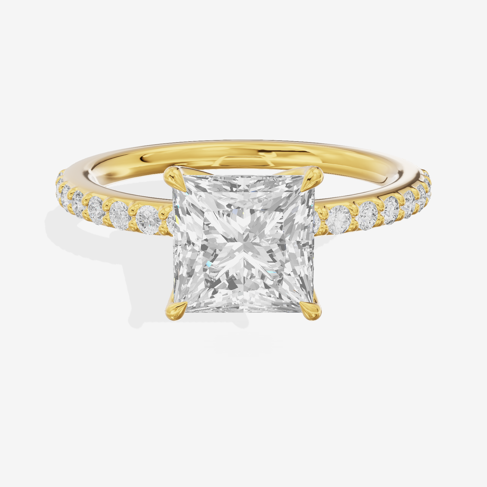 Luxe Whisper Princess Engagement Ring with Side Stones (1/4 ct. tw.) in 18K Yellow Gold
