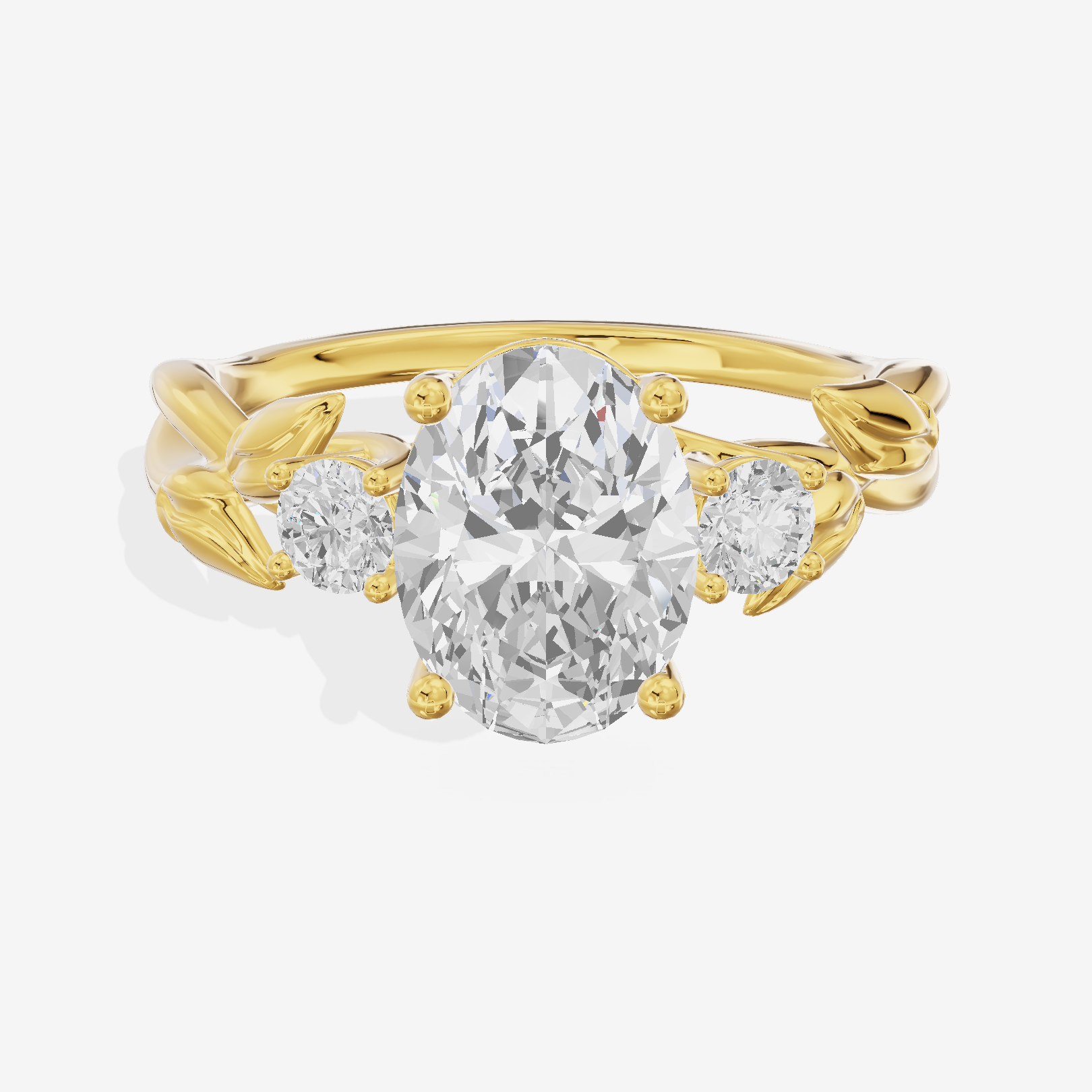 Solea Three Stone Oval Engagement Ring (1/6 ct. tw.) in 14K Yellow Gold