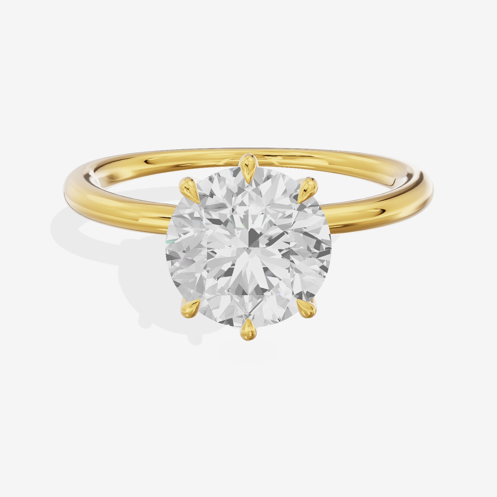 Modern Aimora 2.3mm Round Six-Prong Engagement Ring in 18K Yellow Gold