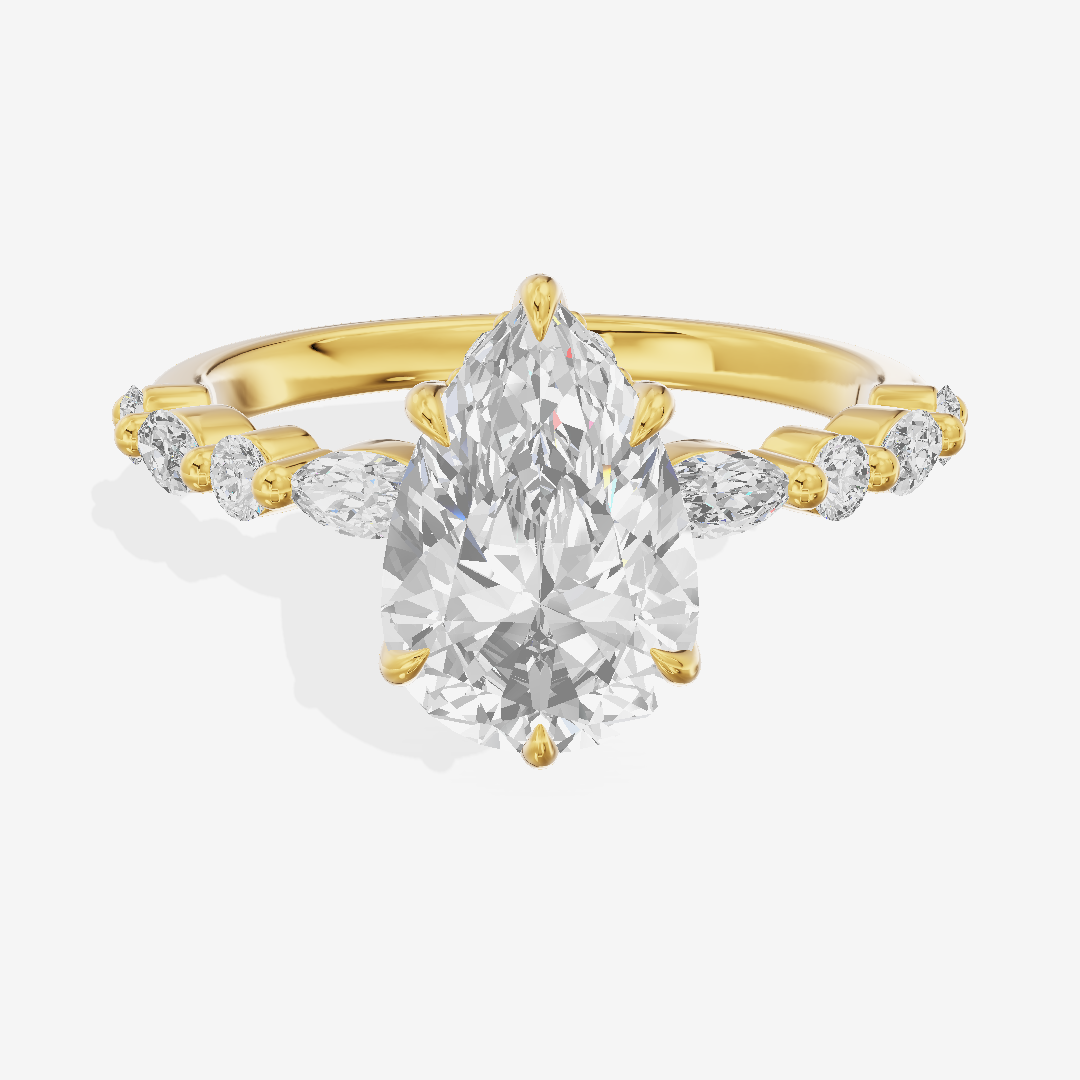 Adorae Pavé Pear Hidden Halo Engagement Ring (1/3 ct. tw.) in 14K Yellow Gold