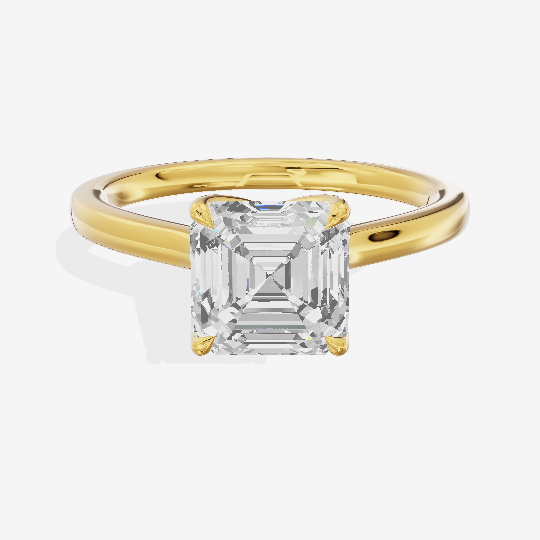 Pendulae Ring 1.8mm Asscher Solitaire Engagement Ring in 14K Yellow Gold