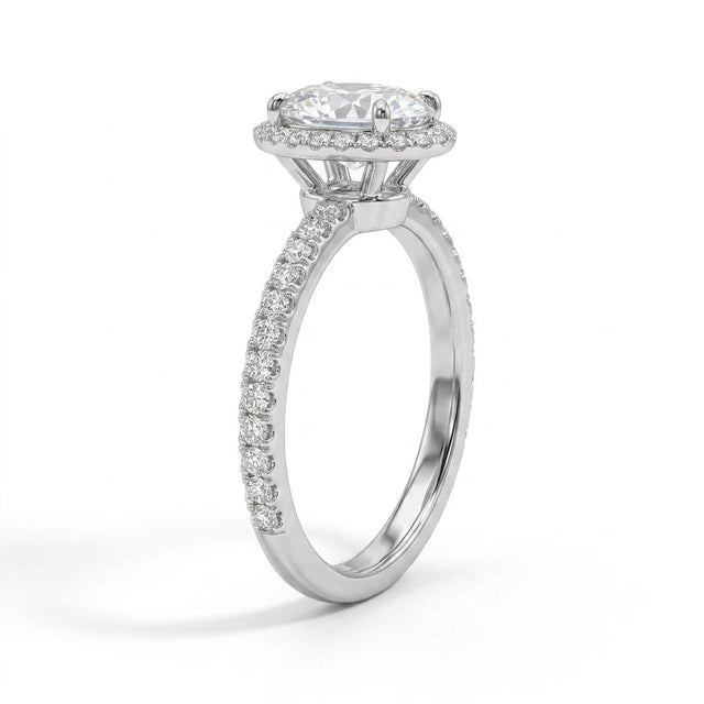 Halo Pavé Oval Engagement Ring (1.17 ct. tw.) in 18K White Gold