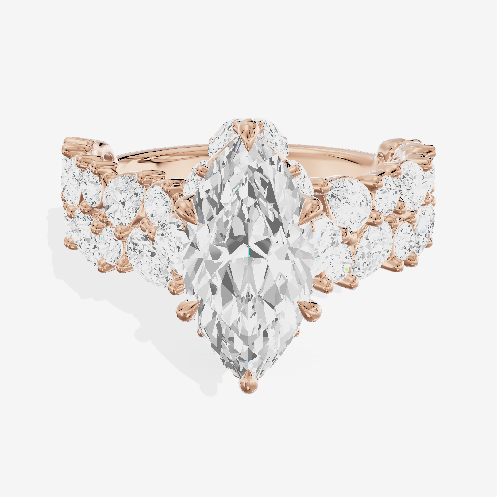 Grand Janevra Marquise Engagement Ring with Side Stones (3/4 ct. tw.) in 14K Rose Gold