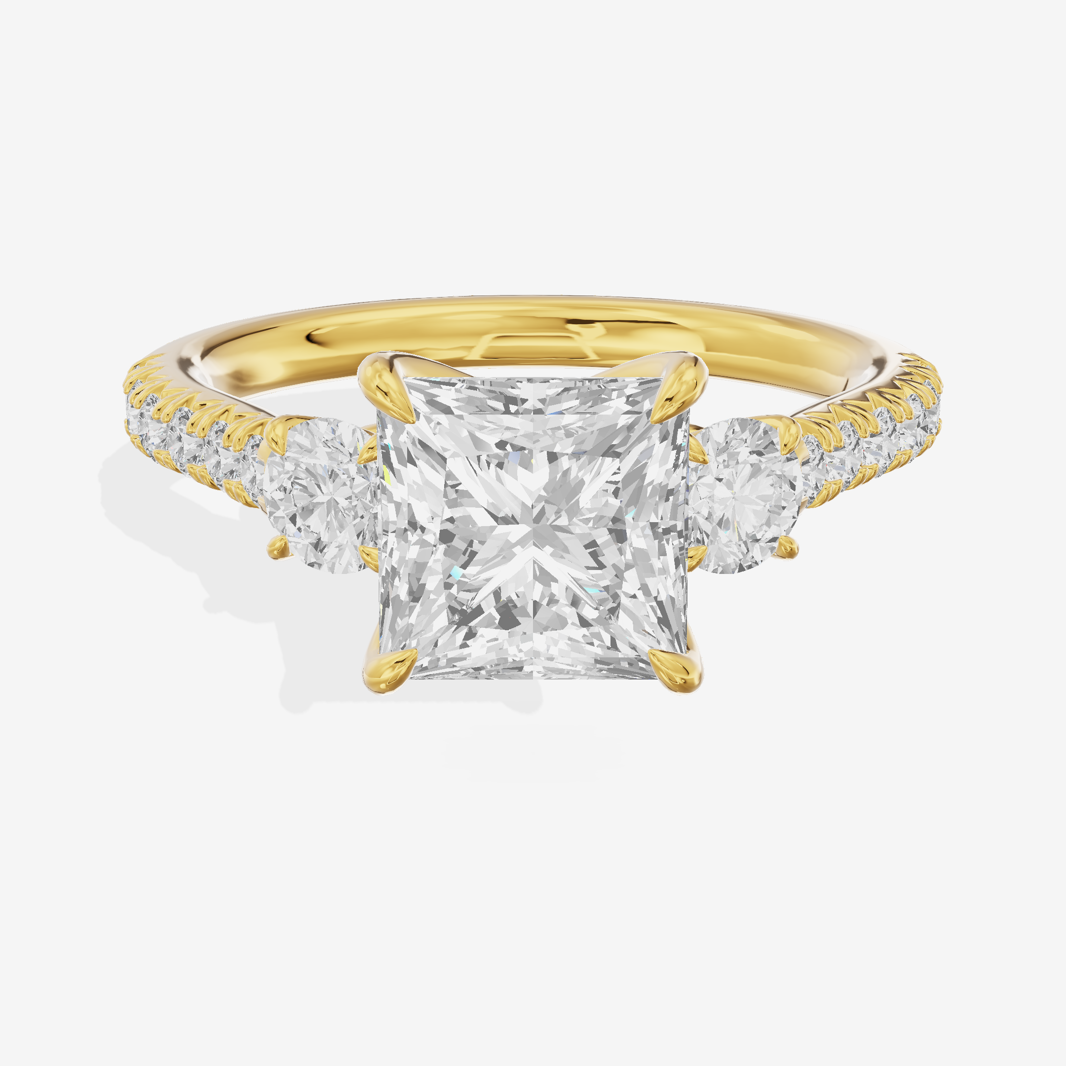Triade Anniversary Anniversary Princess Three Stone Engagement Ring (1/2 ct. tw.) in 18K Yellow Gold