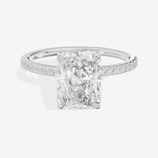 Tender Vowsae Radiant Engagement Ring with Side Stones (1/8 ct. tw.) in 14K White Gold