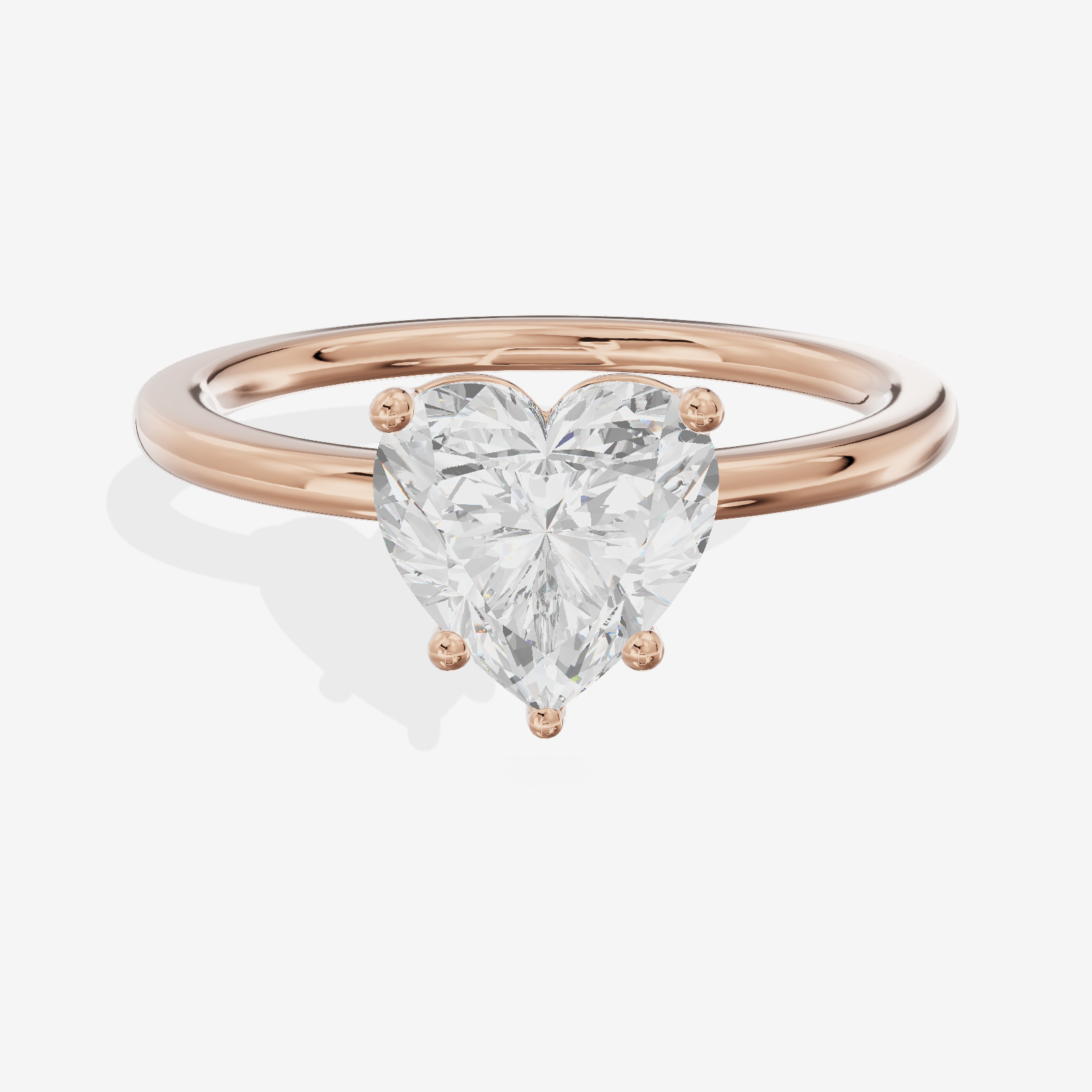 Selenia Solitaire 1.5mm Heart Engagement Ring in 14K Rose Gold