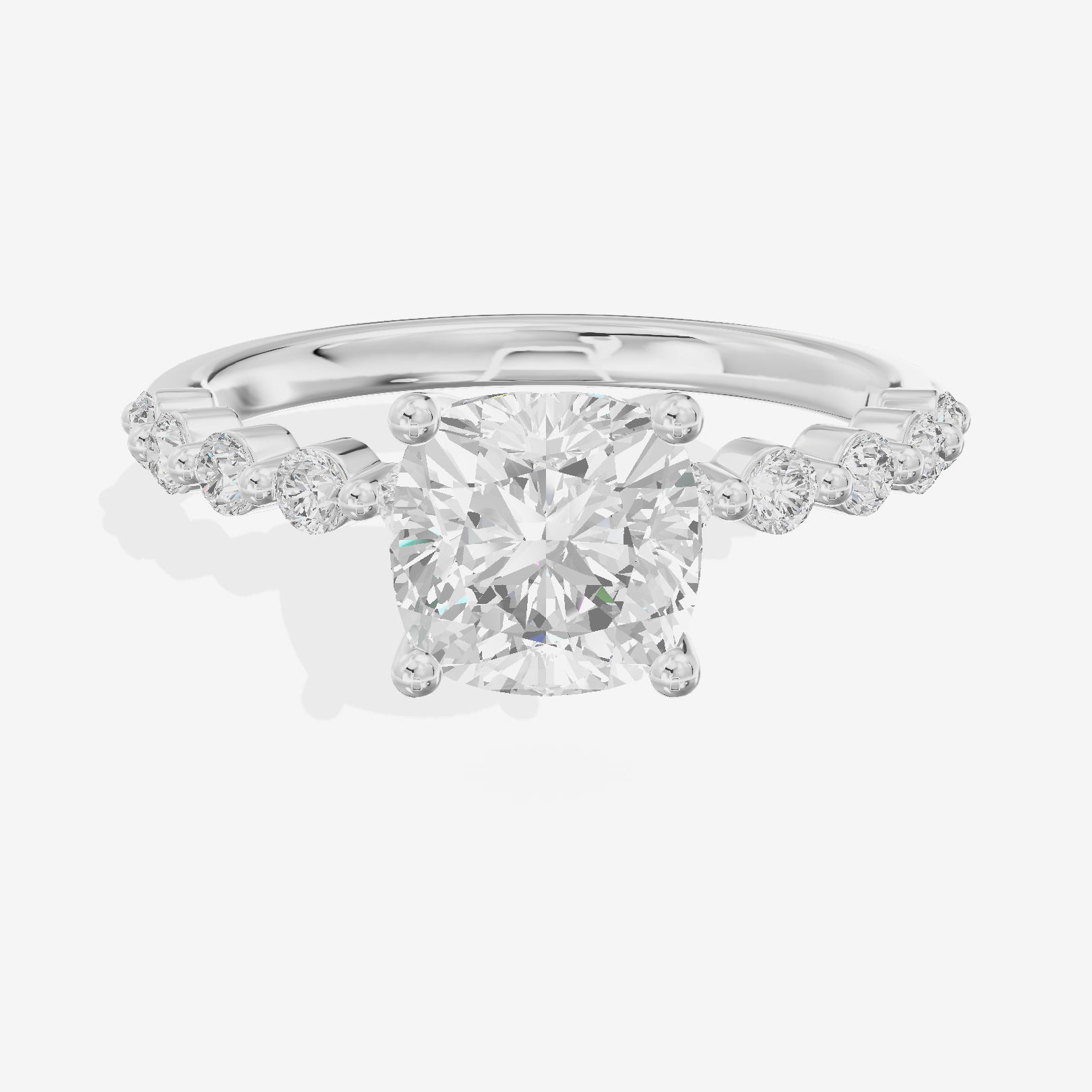Lustrous Aimora 3mm Cushion Solitaire Engagement Ring in Platinum