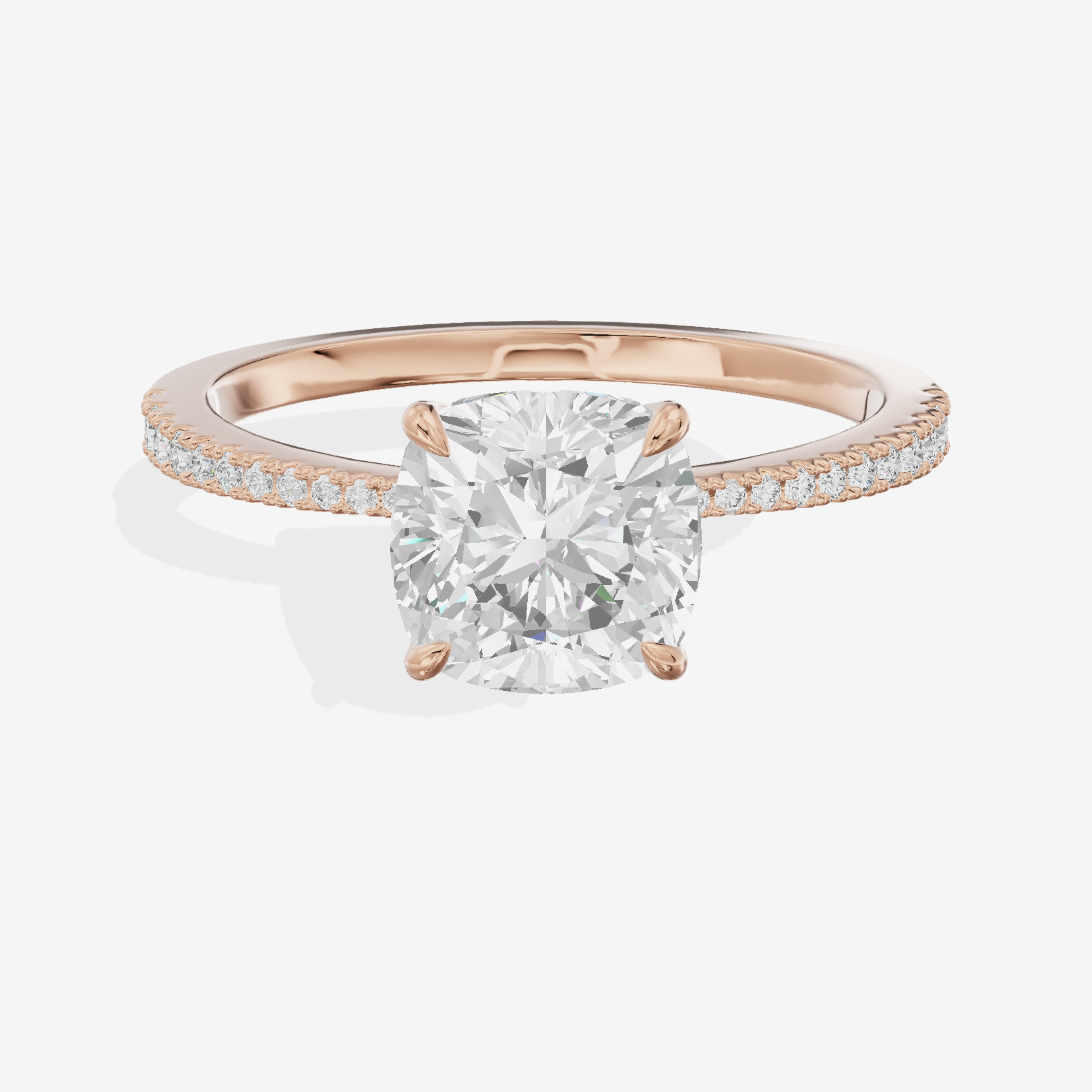 Luxe Promezza Cushion Engagement Ring with Side Stones (1/2 ct. tw.) in 14K Rose Gold