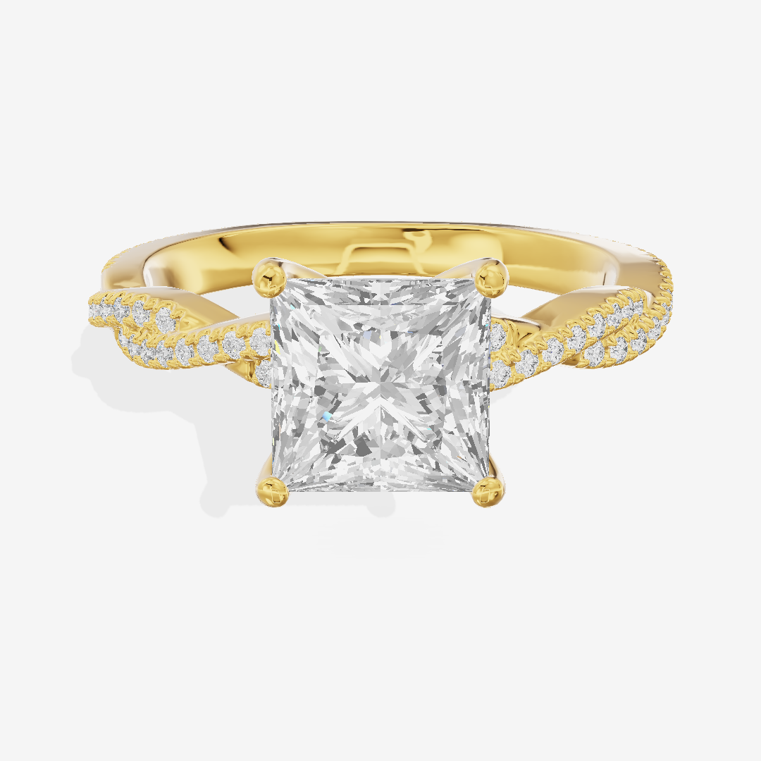 Petite Lightwoven Princess Pavé Engagement Ring (1/4 ct. tw.) in 14K Yellow Gold