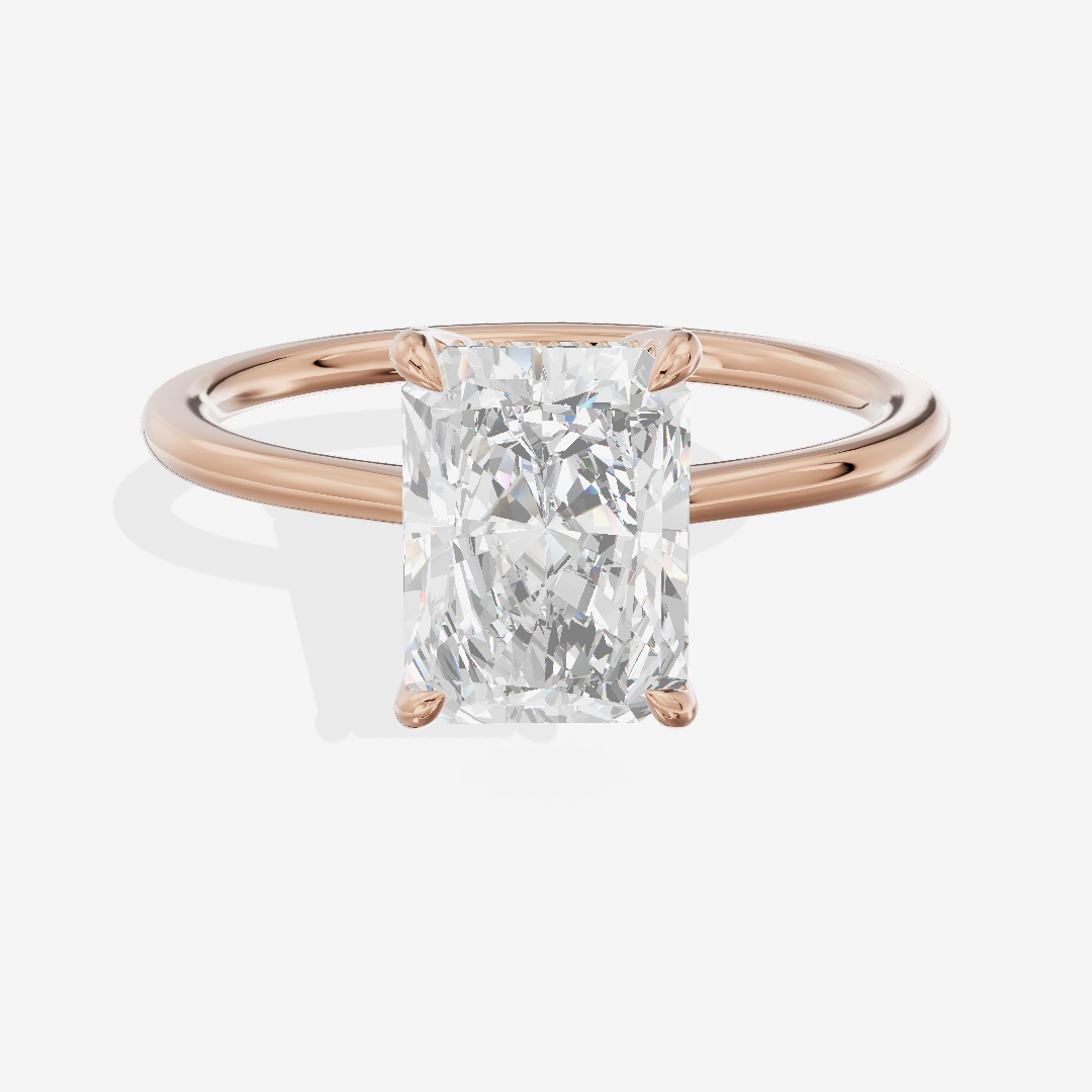 Liviana Three Stone Radiant Engagement Ring (1/4 ct. tw.) in 18K Rose Gold