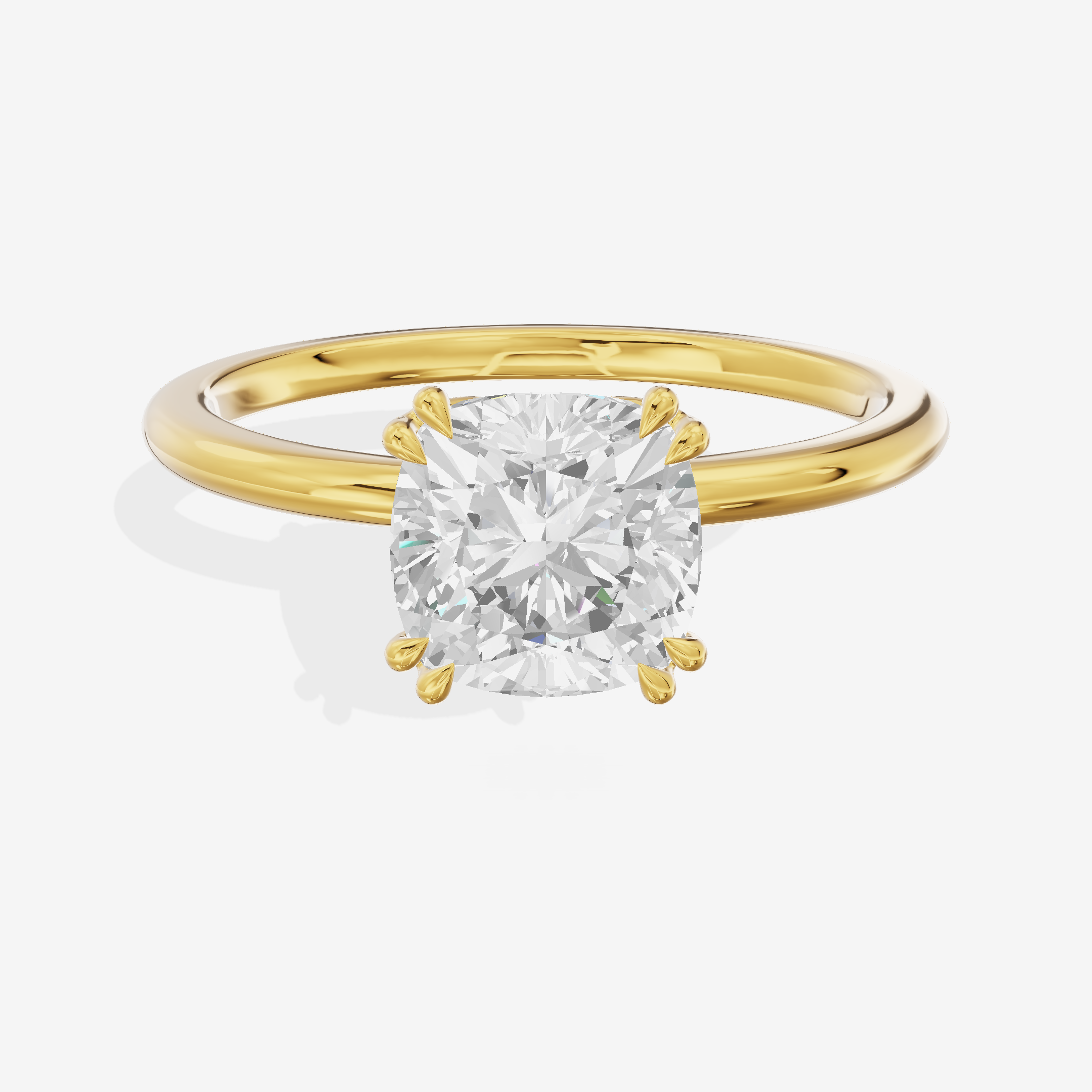Promezza Solitaire 1.5mm Cushion Engagement Ring in 14K Yellow Gold