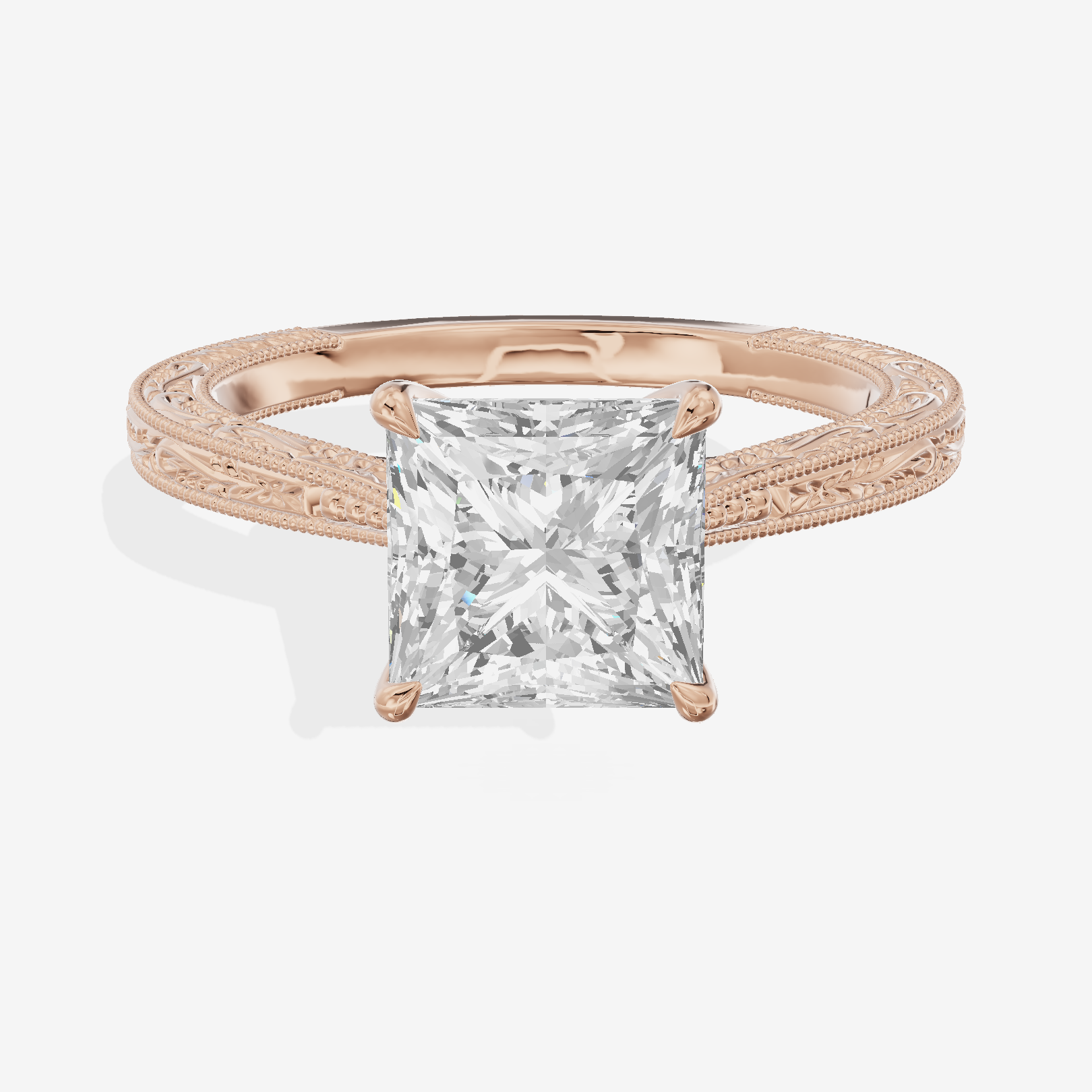 Vintage Vowsae Princess Engagement Ring in 18K Rose Gold