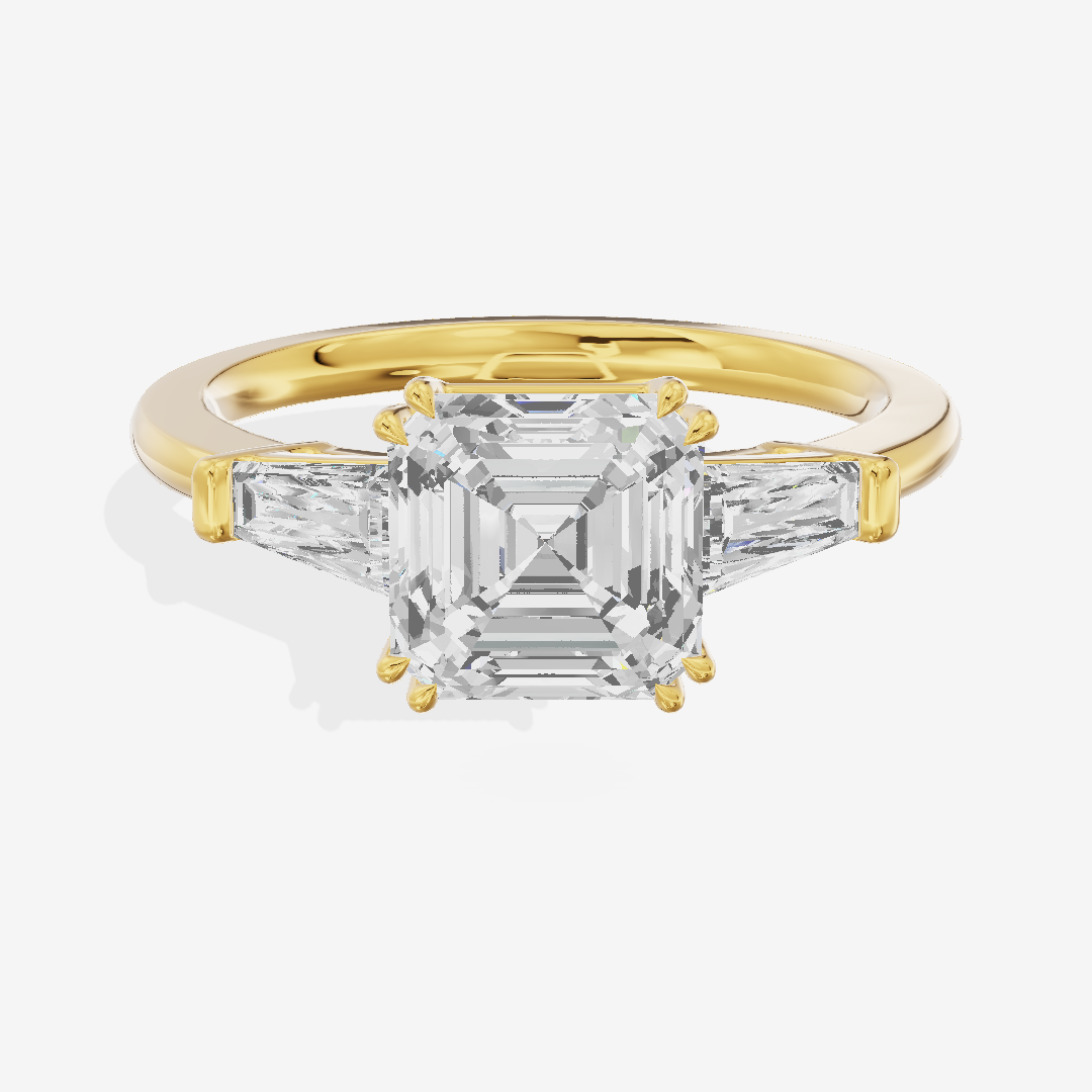 Lateria Three Stone Asscher Engagement Ring (1/2 ct. tw.) in 14K Yellow Gold