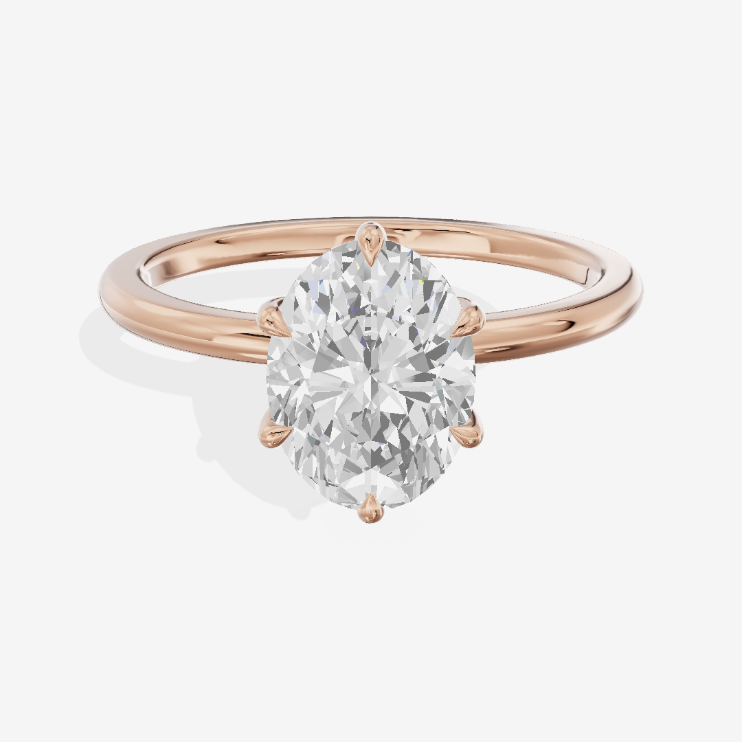 Sincere Cathedral 1.5mm Oval Six-Prong Engagement Ring in 18K Rose Gold