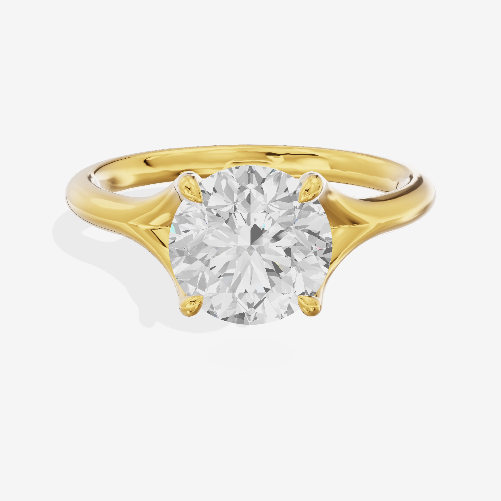 Classic Aurea 2mm Round Solitaire Engagement Ring in 14K Yellow Gold